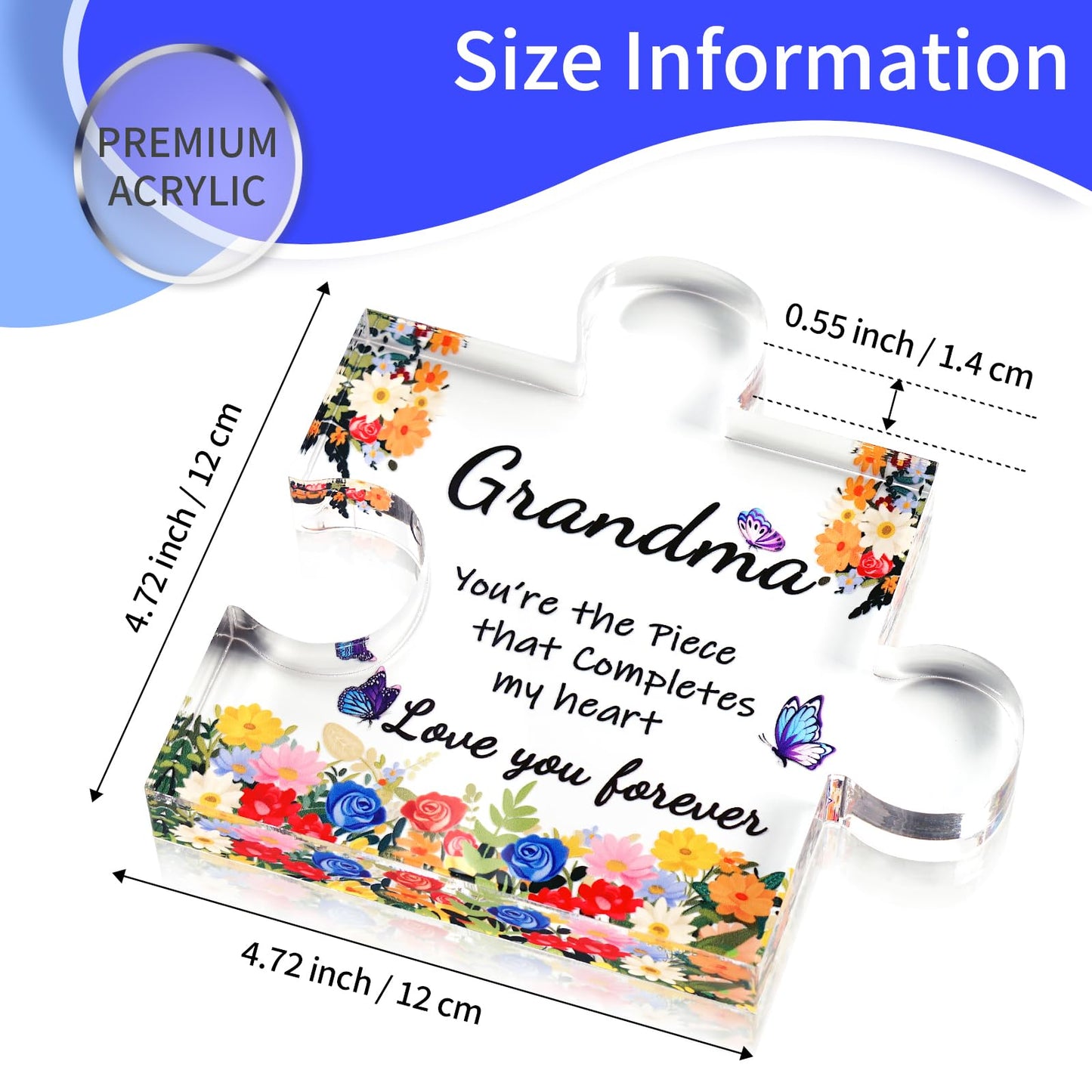 ADDWel Mothers Day Gifts for Grandma - Great Grandma Gifts from Grandkids - Cute Presents for Grandma Birthday Christmas Stocking Stuffers Thanksgiving - Fancy Engraved Acrylic Block Puzzle Piece BST326H
