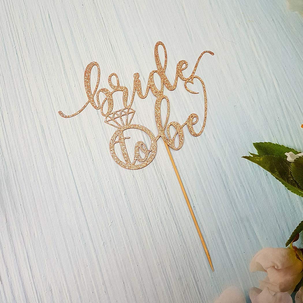 Bride to Be Cake Topper for Bridal Shower / Wedding Shower / Engagement / Bachelorette / Hen Party Decorations, Double Sided Silver Glitter BST220