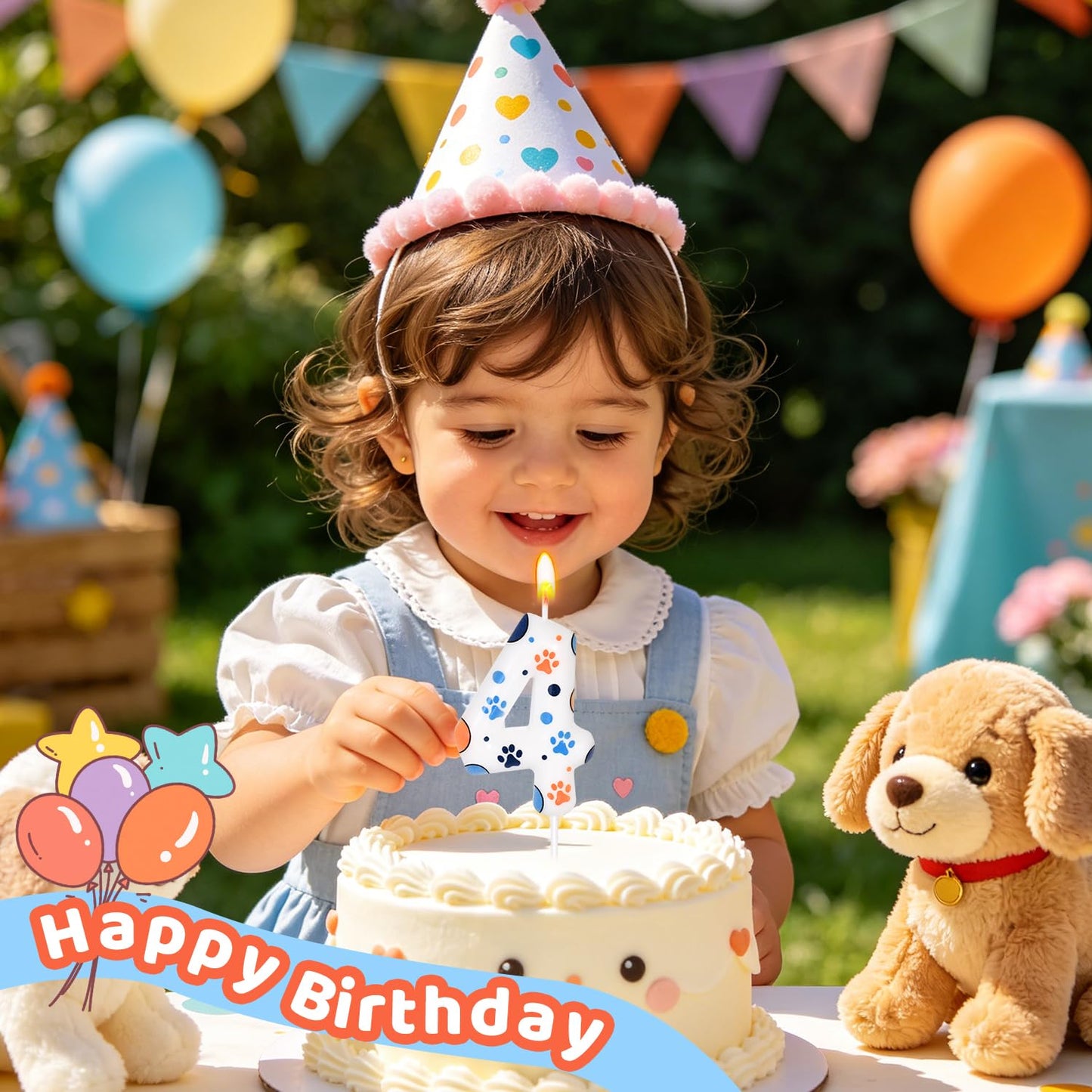 Number 9 Blue Dog Birthday Candle, Cute Dog Paw Print Cake Topper Candle, Bithday Party Supplies, Cake Decoration for Kid, Pets Celebrations Decor BST326L