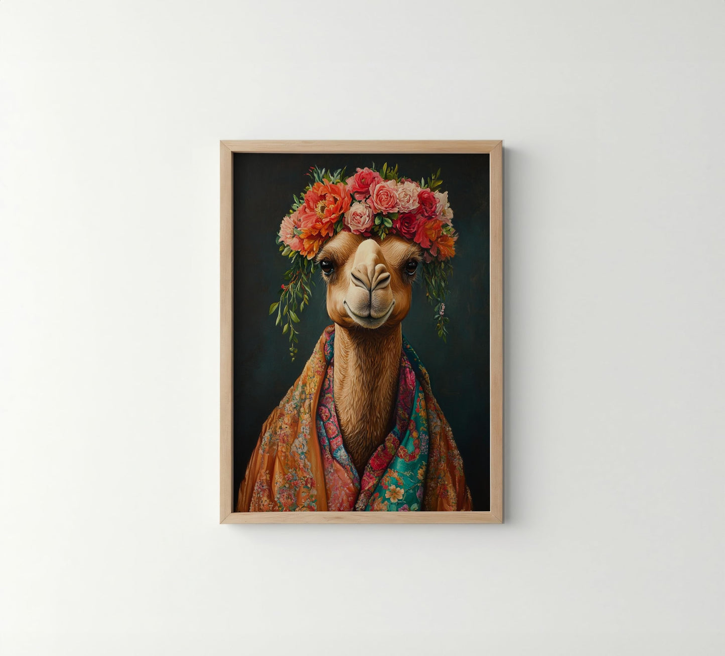 Moose Flower Head Unframed Wall Art Print Poster, Kimono Bathroom Dressing Room Decor Posters Prints for Restroom Home Picture Painting Artwork Gallery 7 (Moose, 16 x 20 inches, Unframed) BST220