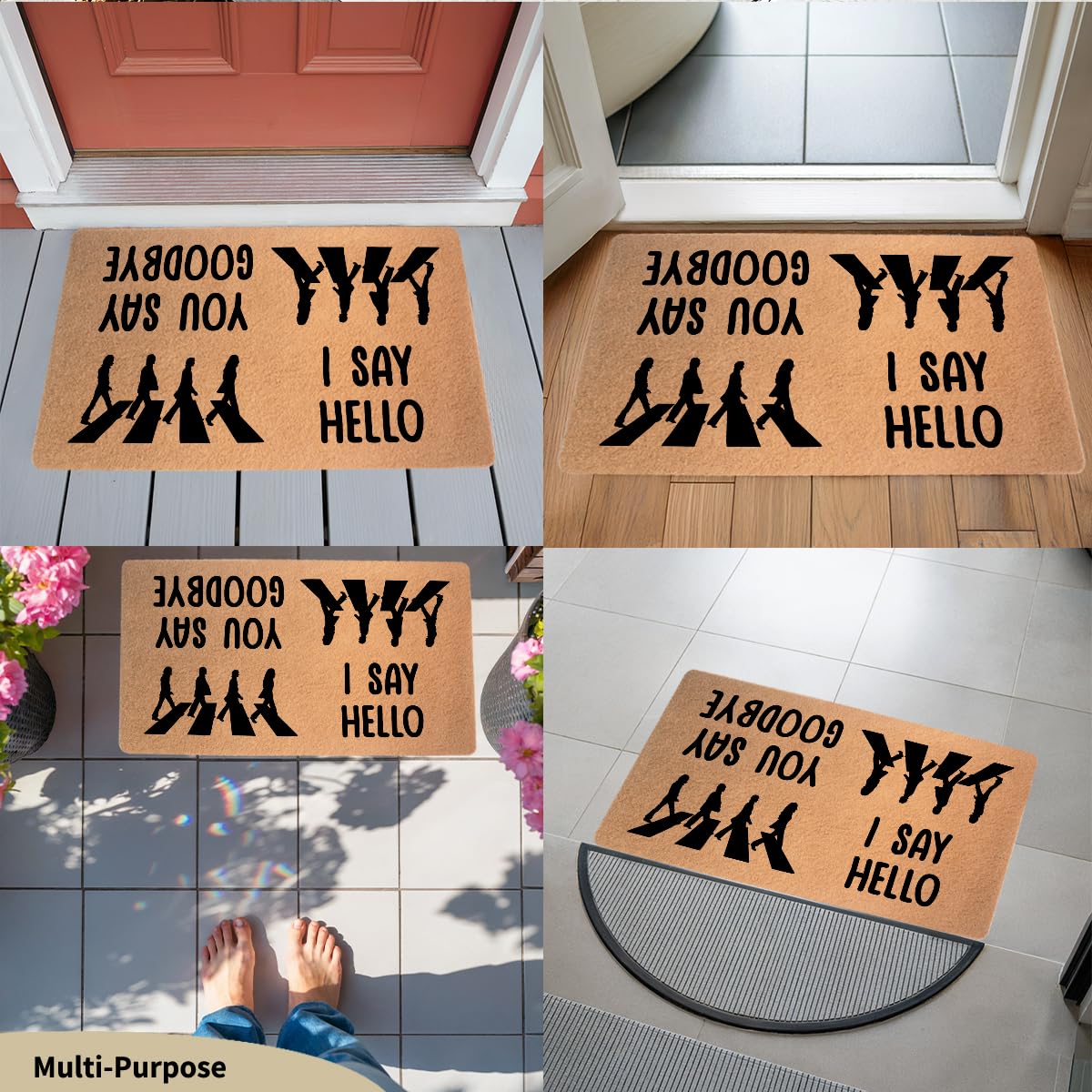 Funny Cat Door Mat 18x30 Inch, Faux Coco Coir Doormat with Non-Slip PVC Backing, Cats Printed Welcome Mat for Outdoor Indoor Entryway Porch Home Kitchen Patio, Cat Lover Gifts for Women Mom BST202