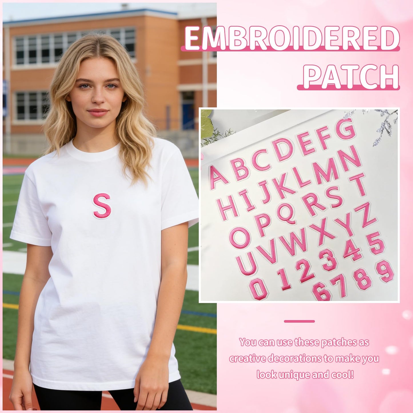 72Pcs Iron on Number and Letter Patches, Numbers 0-9, Letters A-Z Embroidered Applique Patches for Clothes, Skirts, Hats, Socks - Black BST220
