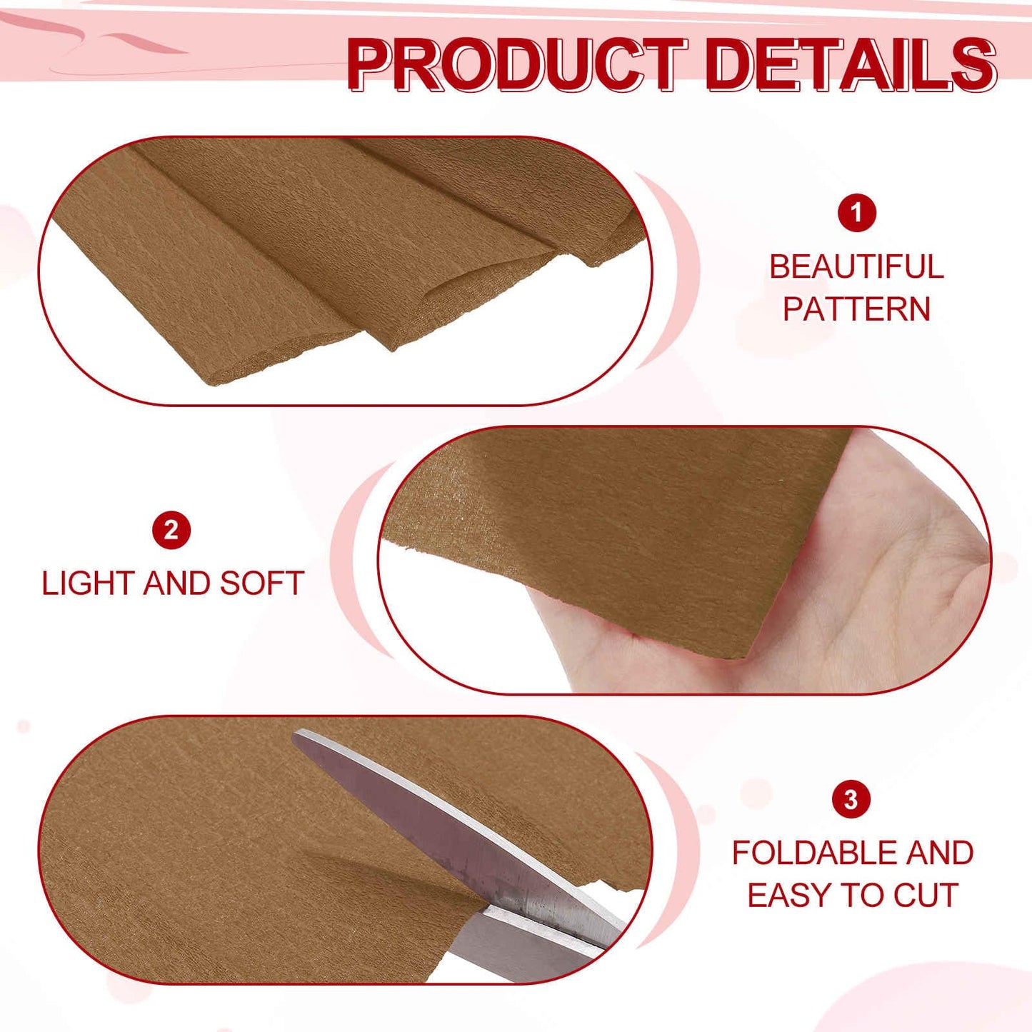 MECCANIXITY Crepe Paper Roll 7.5ft Long 20 Inch Wide for Wedding Ceremony Various Large Festivals Decoration, Light Champagne BST326L