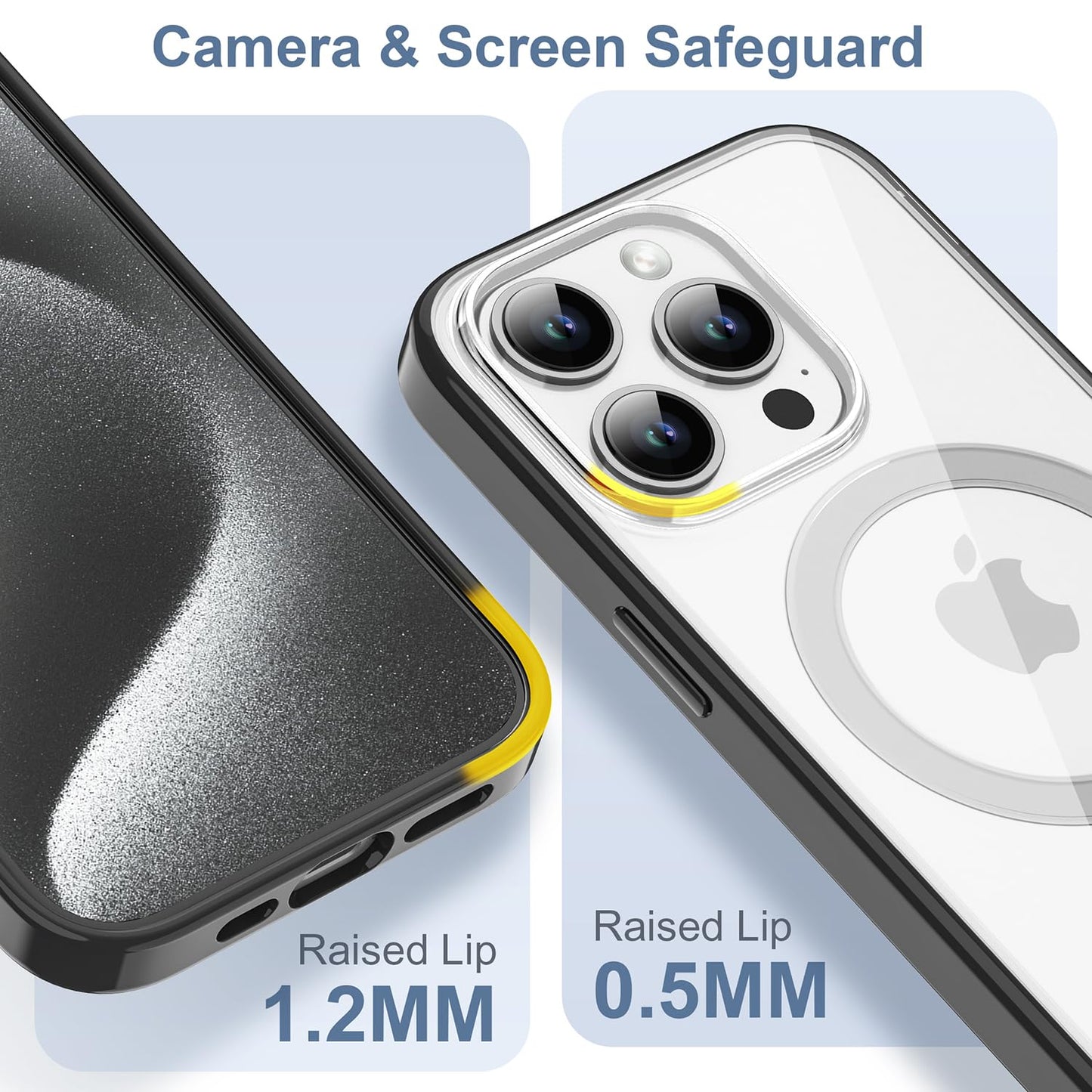 PULOKA for iPhone Case Compatible with Magsafe, Color Bumper & Clear TPU Back Hybrid Shockproof Cover (White, iPhone 16 Pro Max) WN420