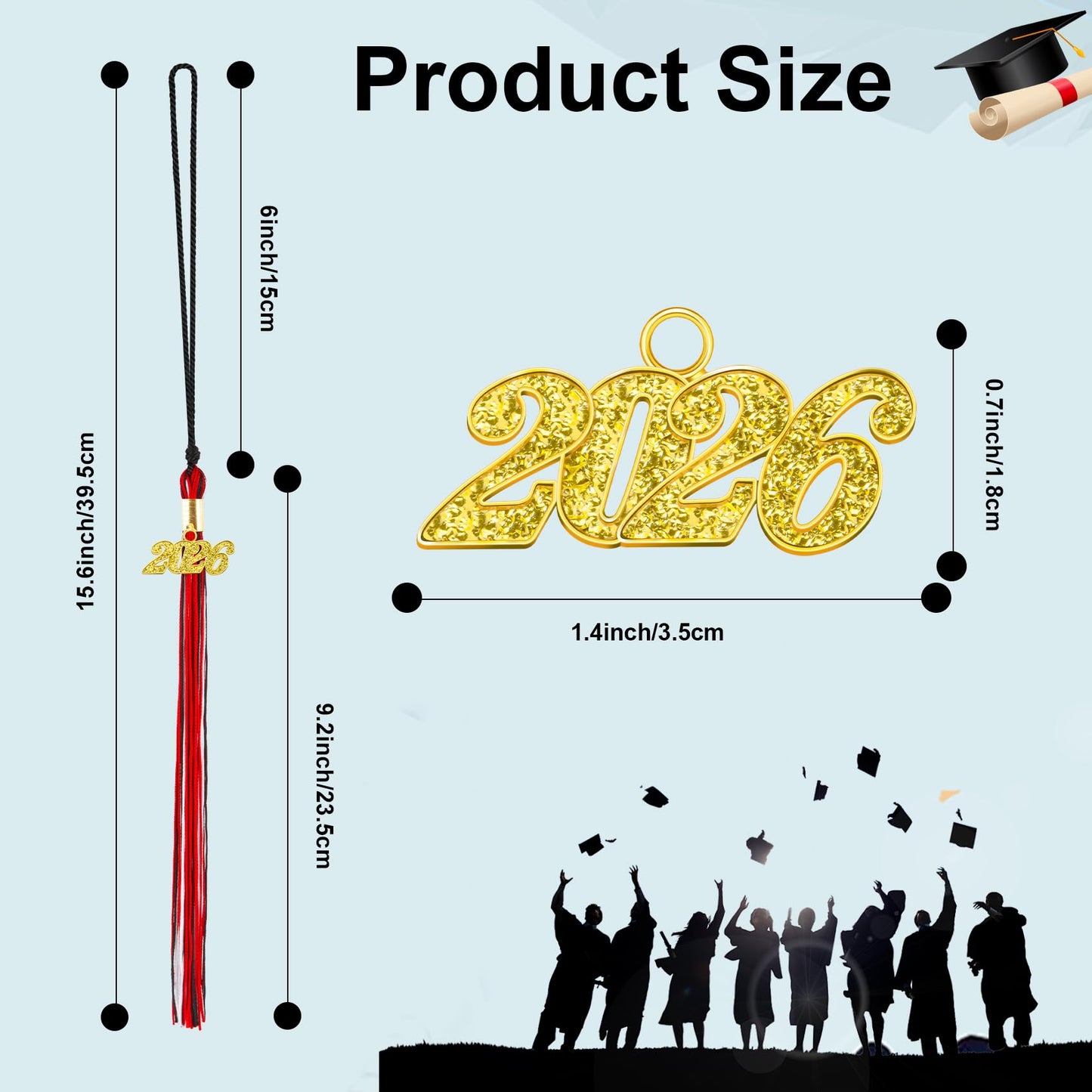 2026 Tassel Graduation, Black and Gold Graduation Tassel, 2026 Graduations Cap Tassels, Gradutate Cap Tassels with 2026 Year Gold Charms for Grad Cap Hat Ceremonies Memorial Graduations Decorations BST220