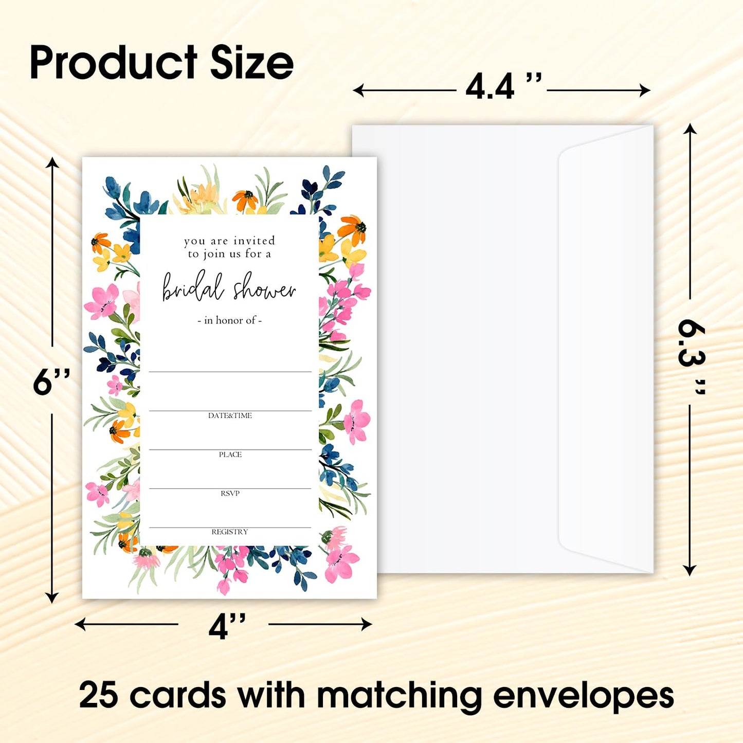 50 Years Anniversary Bridal Shower Invitations Cards, Set of 25 Gold Foil Floral Fill in Style 50th Year Wedding Invites Cards with Envelopes for Couples Marriage Party Supplies-T05 WN420