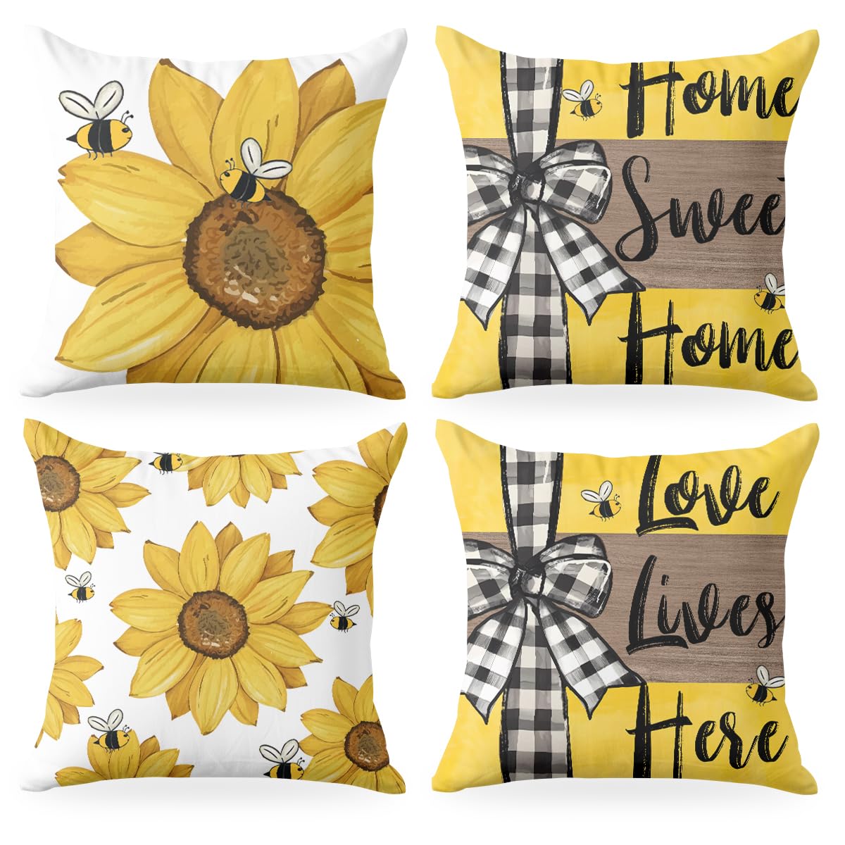 4 PCs Lemon Decor Pillow Covers 18x18, Italian Gifts Throw Pillow Covers | Italy Lemon Pillow Cases Decorative Pillow Protectors Living Room Bedroom Office Home Decor for Cushion Car Bed BST202