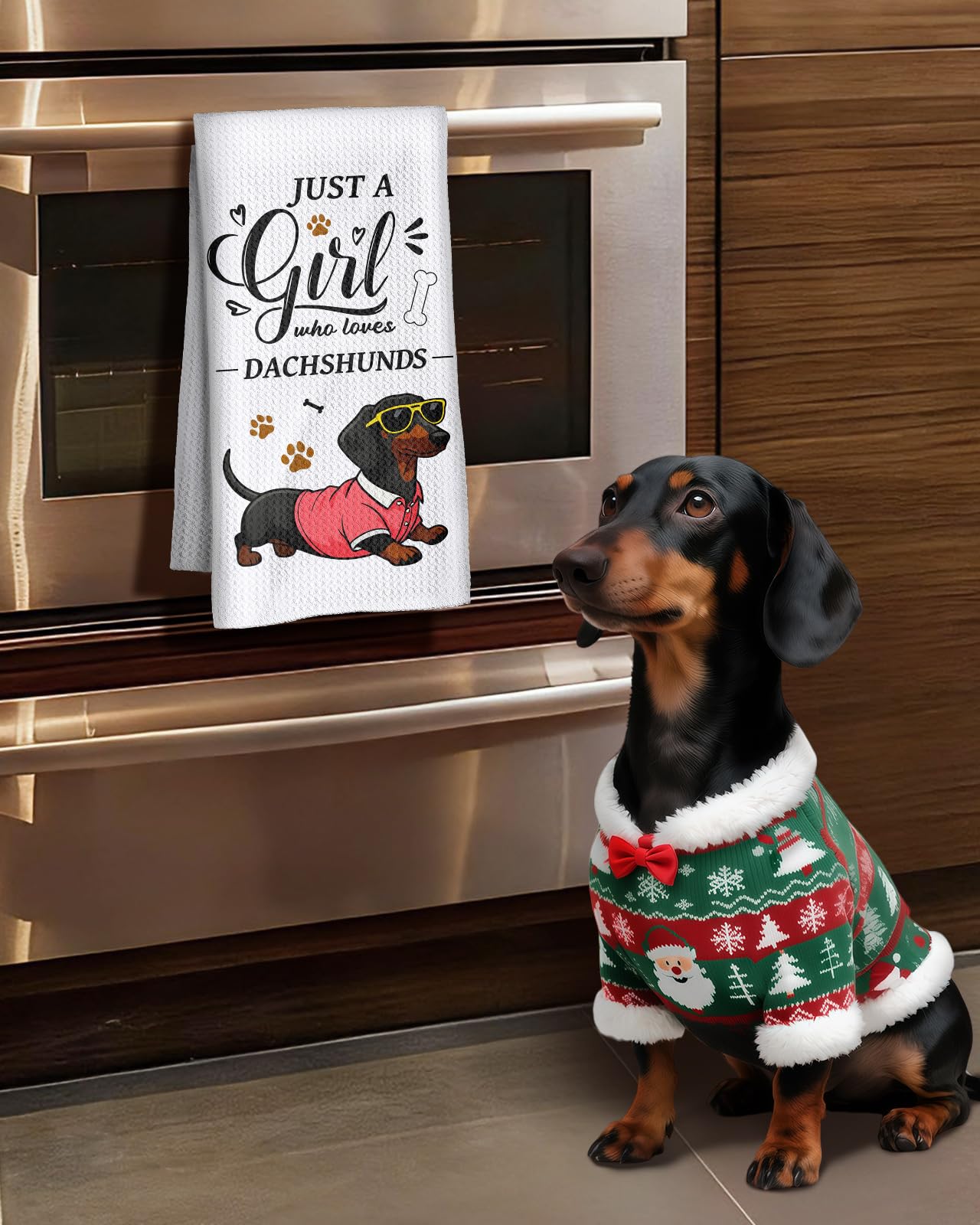 Miss Adola Dog Funny Kitchen Towels - 15x28 Inch Decorative Waffle Microfiber Dish Cloths Cute Absorbent Reusable Hand Tea Towels with Hanging Loop French Bulldog Gift for Dog Lovers WN420