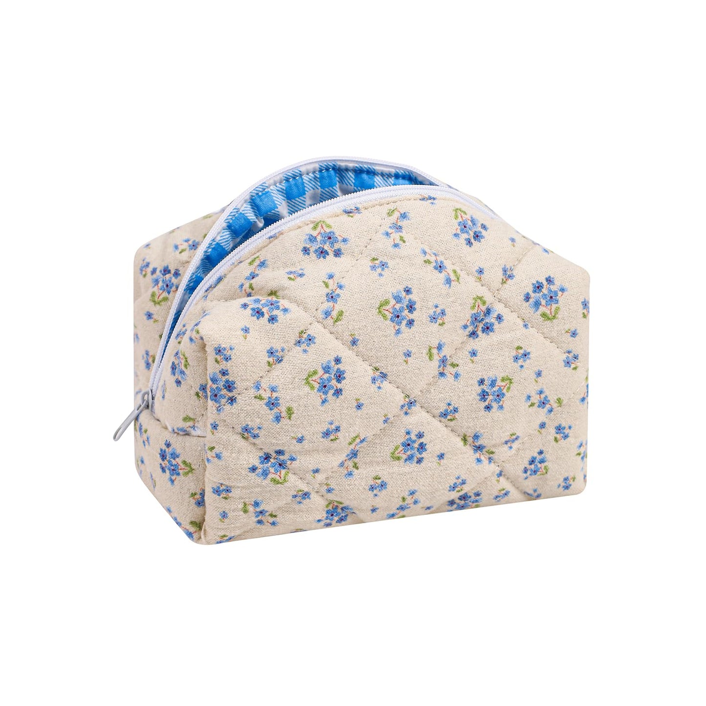 Cute Small Floral Cotton Makeup Bag, Quilted Zipper Pouch with Coquette Bear for Women and Girls, Kawaii Travel Cosmetic Bags for Purse(07Yellow and Pink Flower) BST220