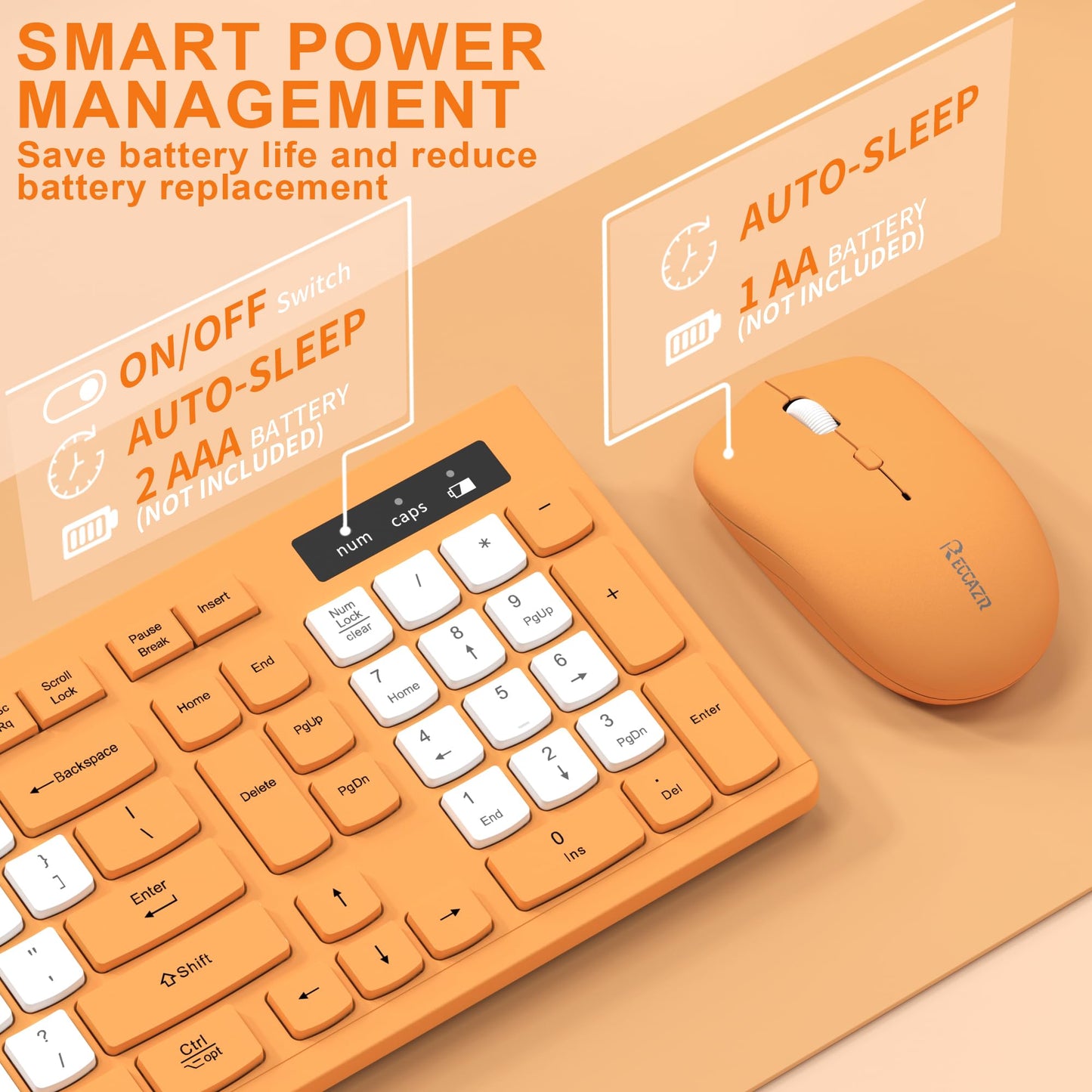 Wireless Keyboard and Mouse Combo, Full-Sized Wireless Keyboard and Adjustable DPI Mouse, 2.4GHz USB Receiver, Silent Keyboard and Mouse for PC, Windows, MAC, Desktop, Laptop (Avocado Green)