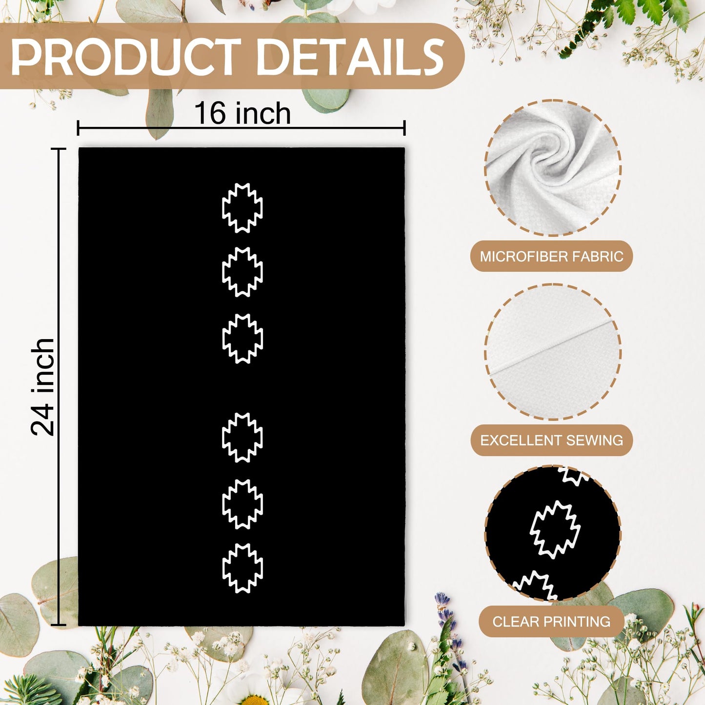 Western Boho Kitchen Towels, Southwestern Southwest Aztec Western Native American Bathroom Kitchen Decor, Western Cream Beige Neutral Decor Dish Hand Tea Towels for Bathroom Kitchen,16x24Inch BST326L