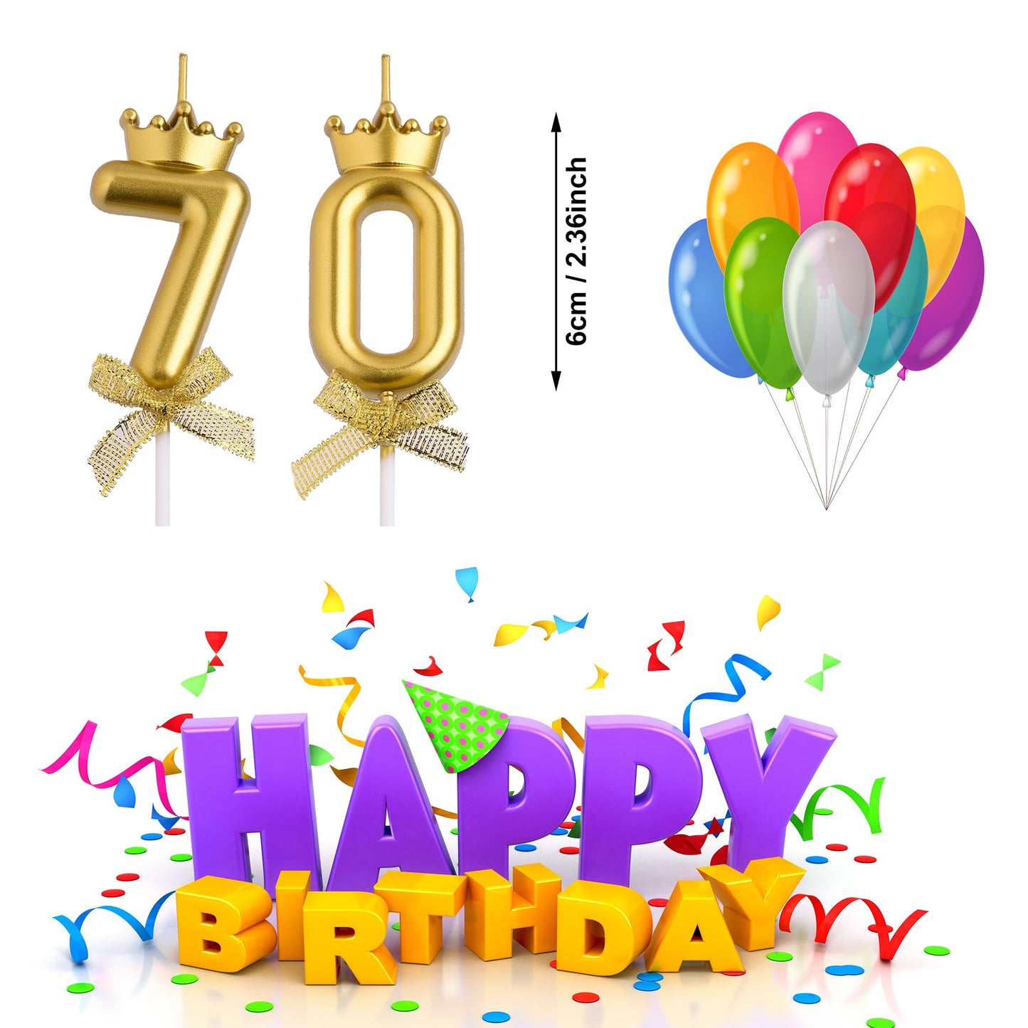 70th Birthday Candles, Pink 70 Year Old Number Birthday Candles for Women, Happy Birthday Party Cake Topper Decoration Gifts for 70th Wedding Anniversary Celebration BST220