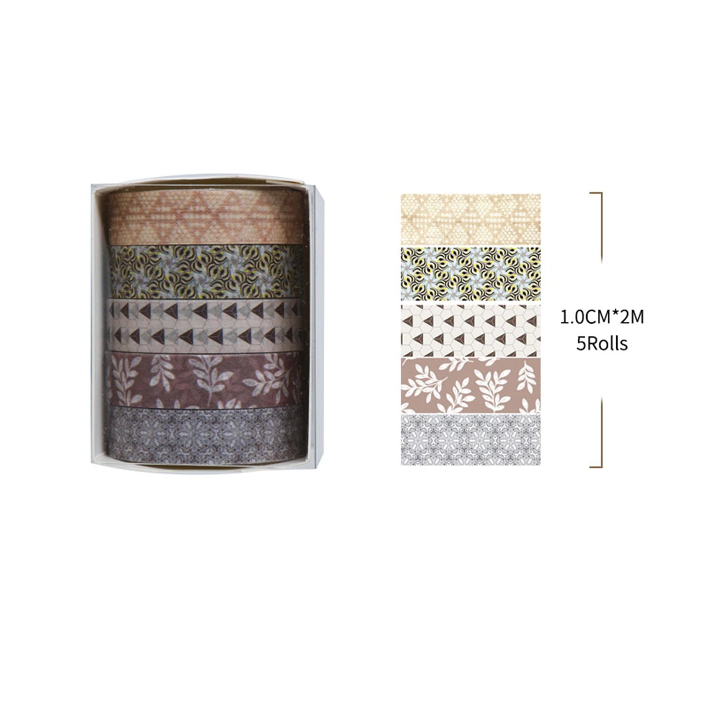Fantasy Washi Tape Set - 5 Rolls Texture Arts Adhesive Tapes Basic Patterns Decorative Masking Tape Sets for Craft, Kids, Scrapbook, DIY, Gift Wrapping (10-Modern Mosaic) BST220
