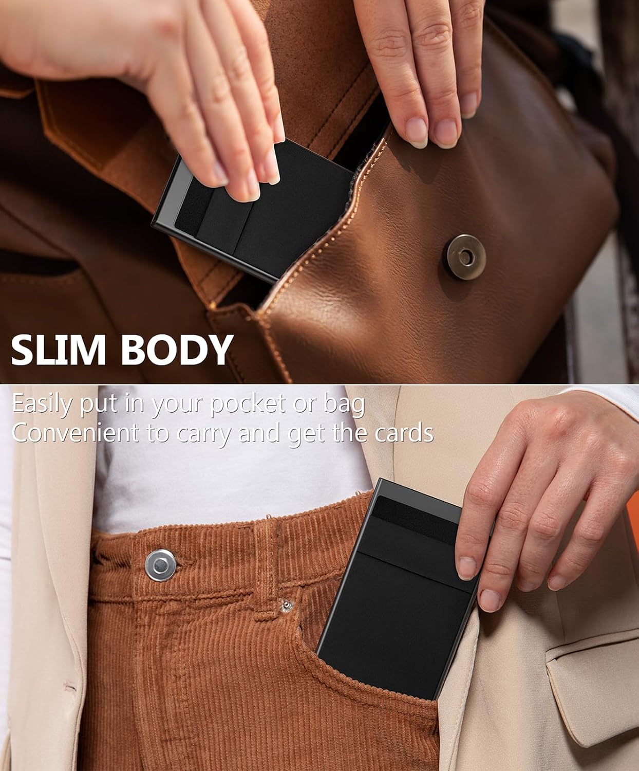 ONLOOKER Credit Card Holder - Slim Wallet for Men with Money Pocket, Pop Up Wallets RFID Blocking Minimalist Card Case Holds 5 Cards and Notes (Matt Black) WN420