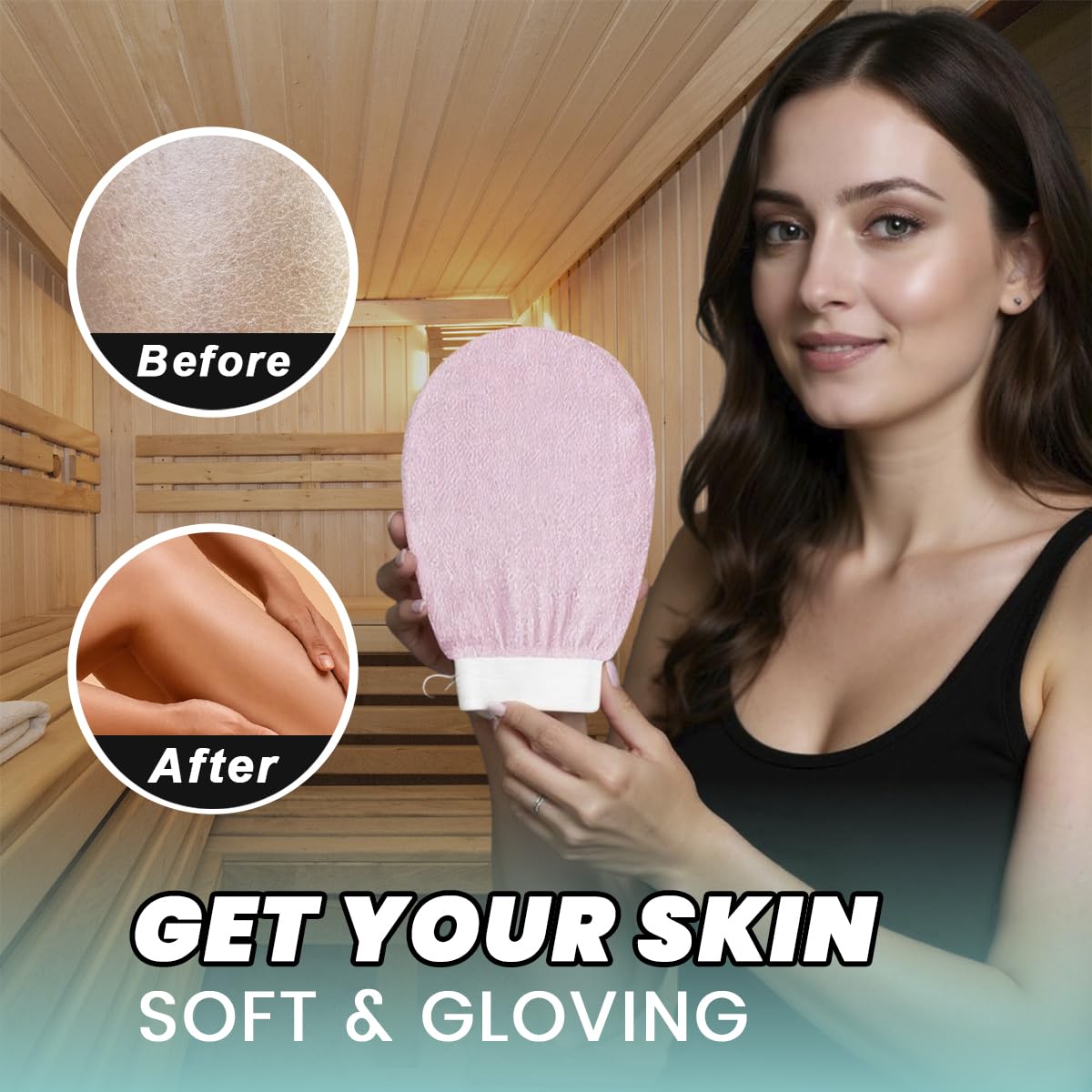 Exfoliating Glove Pack of 2 – Deep Cleaning Exfoliating Body Scrubber- Exfoliating Gloves for Shower for Smooth Radiant Skin – Dead Skin Remover & Body Scrub Mitt for Skin Cell Renewal WN420