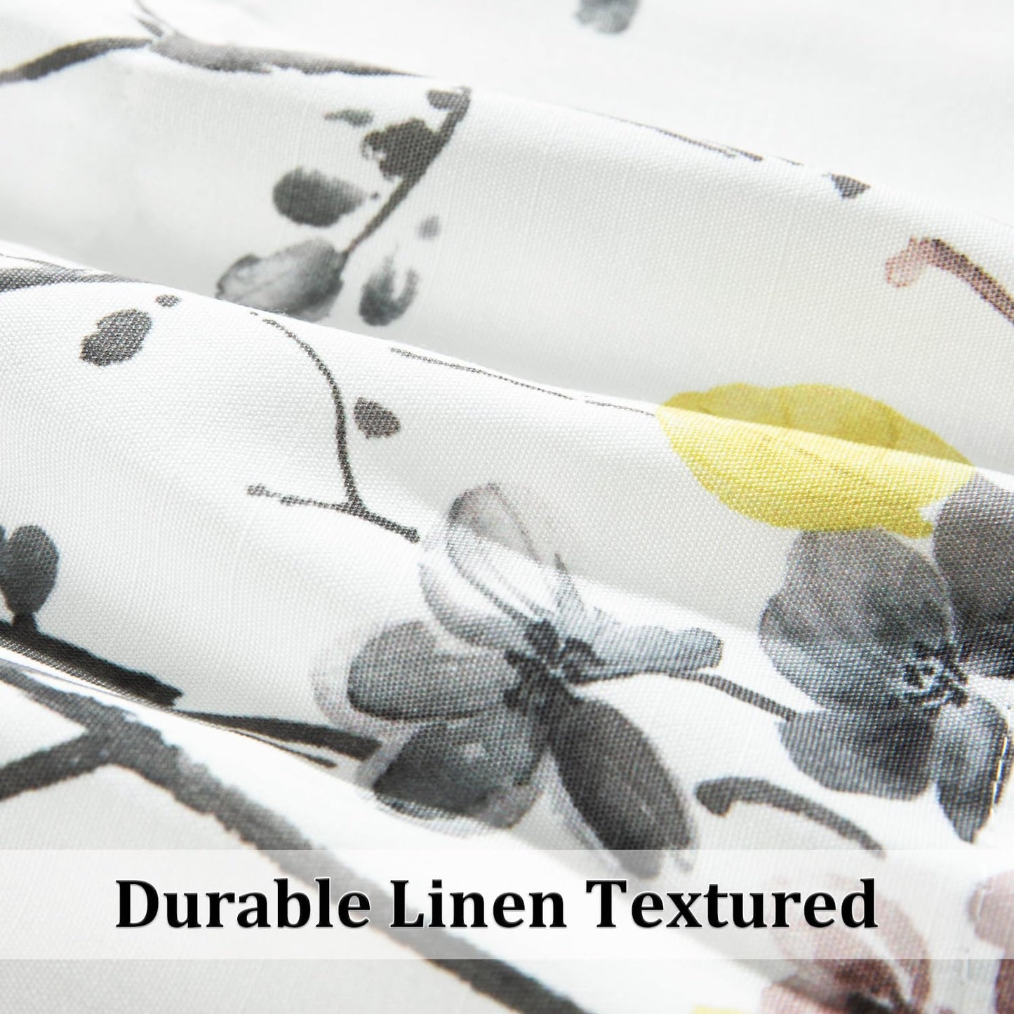 Leeva Farmhouse Kitchen Valances for Windows, Watercolor Blossoming Floral Print Curtains, Soft Faux Linen Curtain Toppers and Valances for Bedroom, 60 x 14 Inch, Brown & Grey, 1 Panel BST220