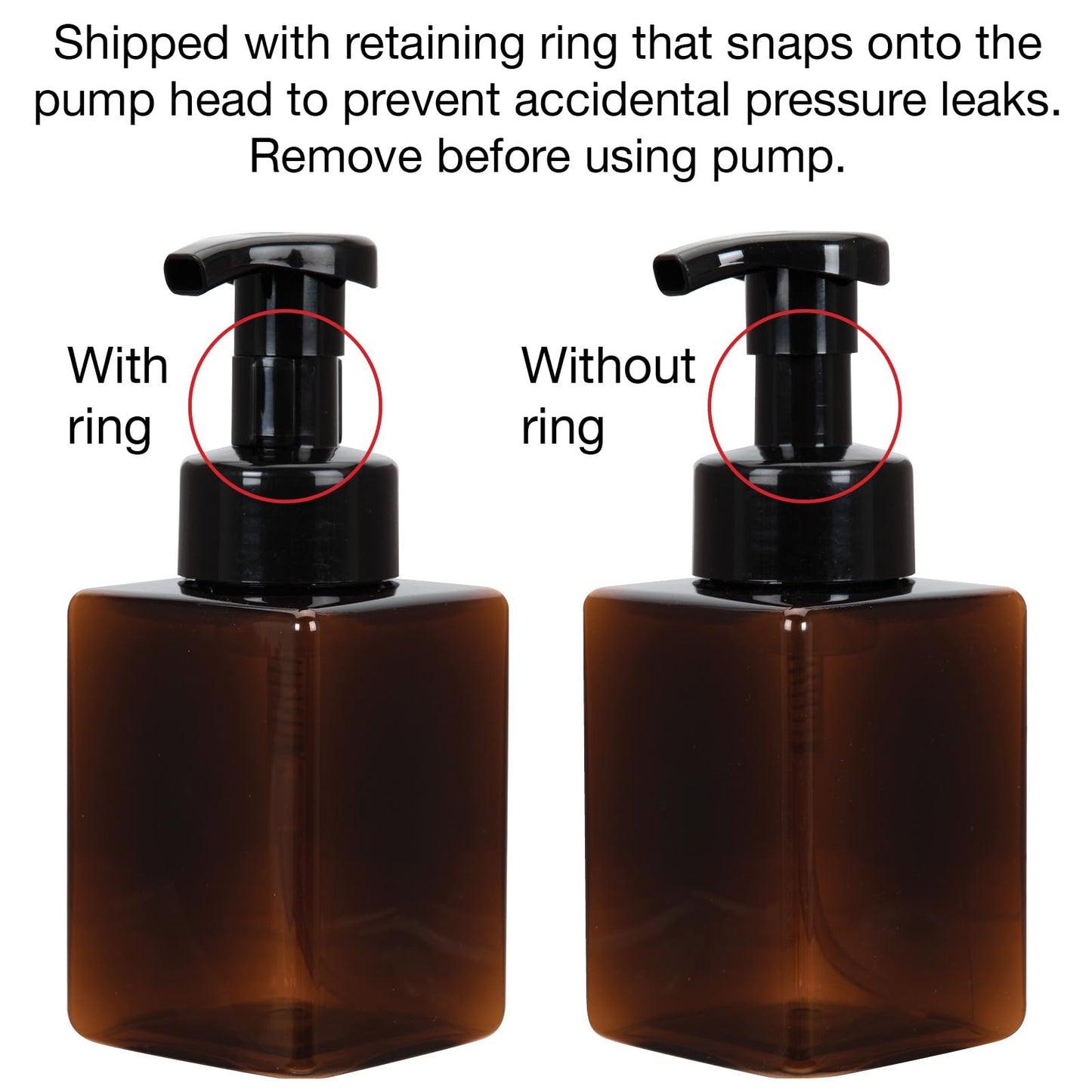Ginger Lily Farms Foaming Soap Dispenser, Refillable Plastic Pump Bottles for Liquid Hand Soap, 12 oz. Clear Bottle with White Pump, 2-Pack WN420