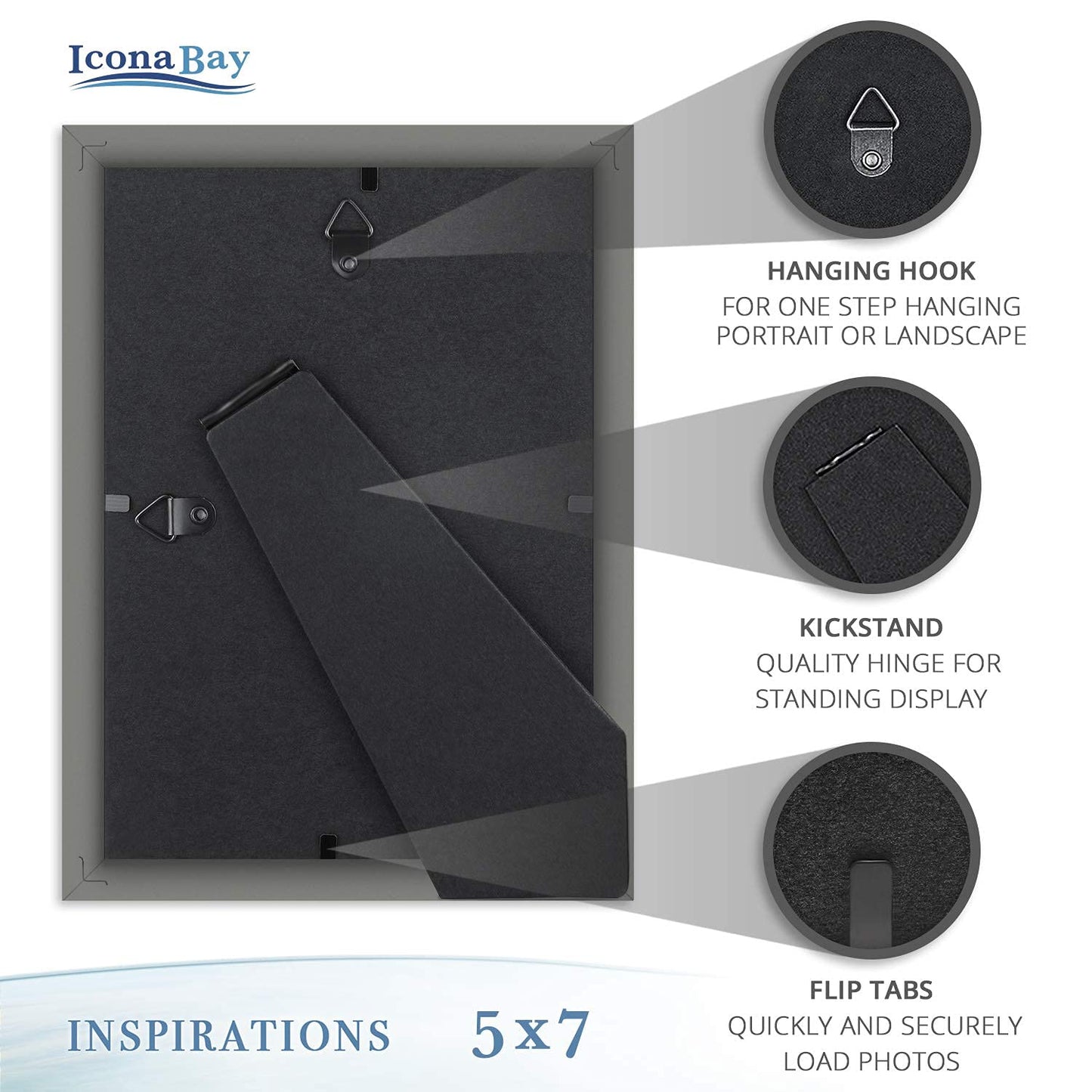 Icona Bay Combination White Picture Frames Set - 10 PC (Five 4x6, Three 5x7, Two 8x10), Inspirations Collection Multi-Pack for Contemporary Wall Gallery BST220