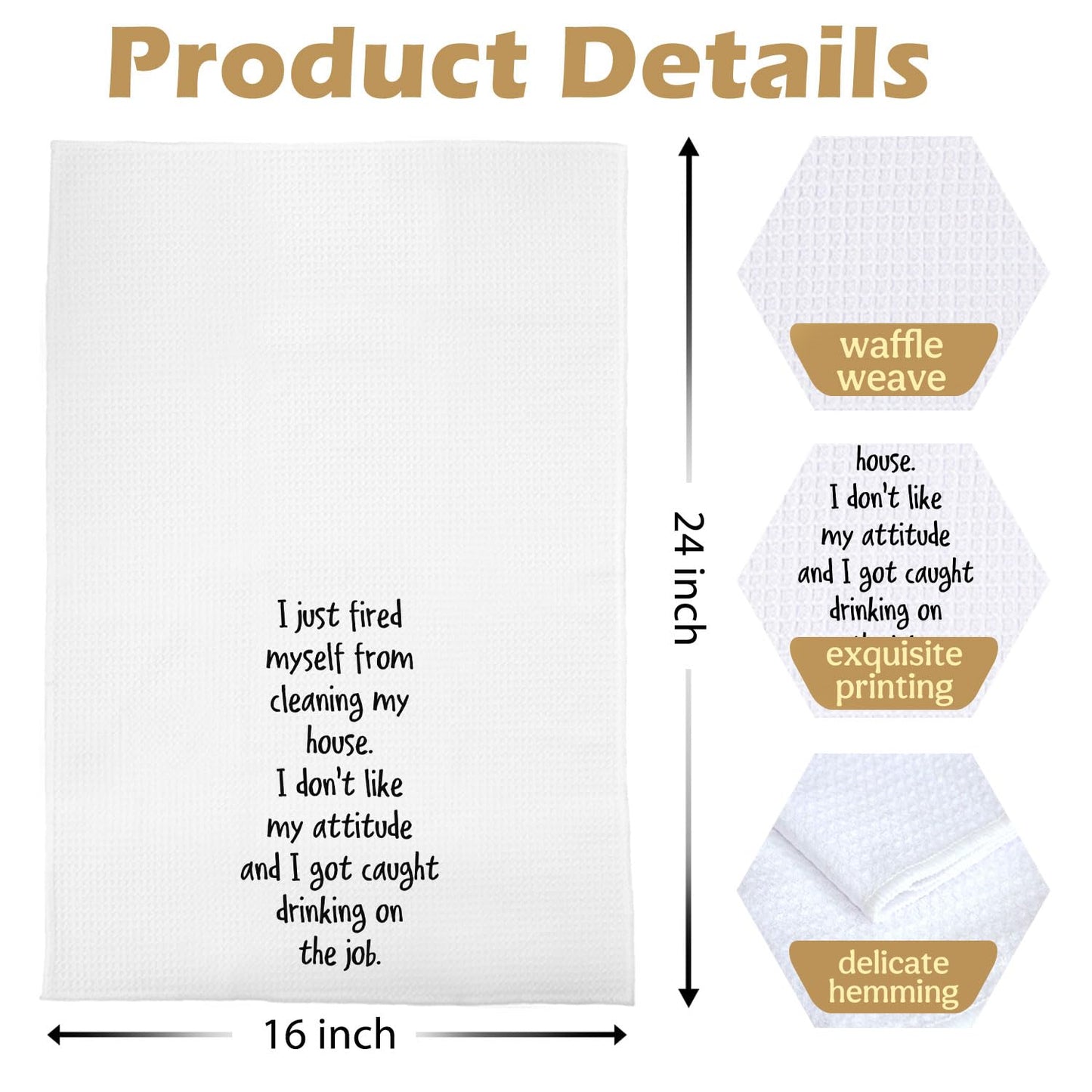 Funny Wine Kitchen Decor - Wine Gifts Waffle Dish Towels for Kitchen, Hostess Gifts Hand Towels, Housewarming Gift Tea Towel, 16x24 Inch BST220