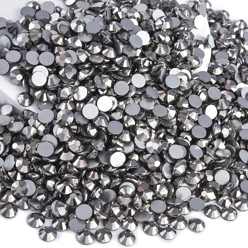 Black Shine Glass Rhinestones Crystal Flatback Gemstones for Crafts Nails Makeup Bags and Shoes Decoration.(SS20/1440pcs) BST202