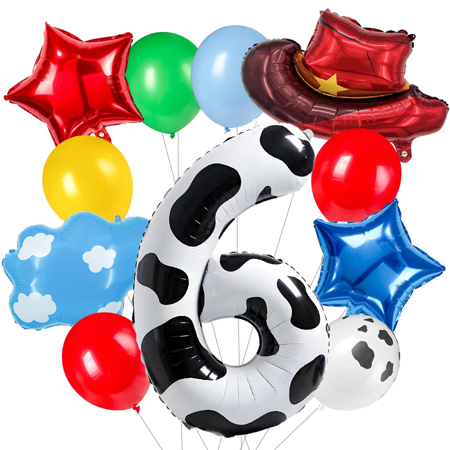 11-Pack Cowboy Theme Balloon Set, Farm Theme Decorations, Balloons with Hats and Clouds, Boys and Girls Birthday Party Supplies (1) BST202