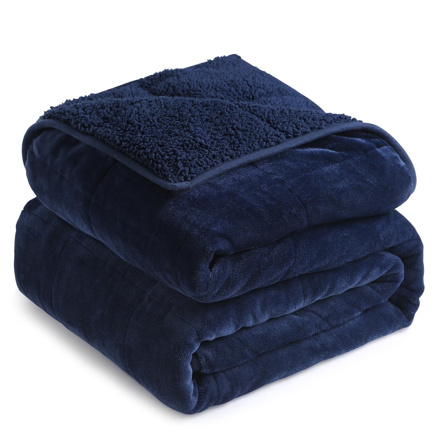 Cottonblue Sherpa Fleece Weighted Blanket for Adults 15 lbs 48x72in Soft | Cozy Flannel Weighted Throw Blankets Full Size for Calming Sleeping Relaxing, Warm Fuzzy Bed Sofa Heavy Blanket Washable,Grey BST202