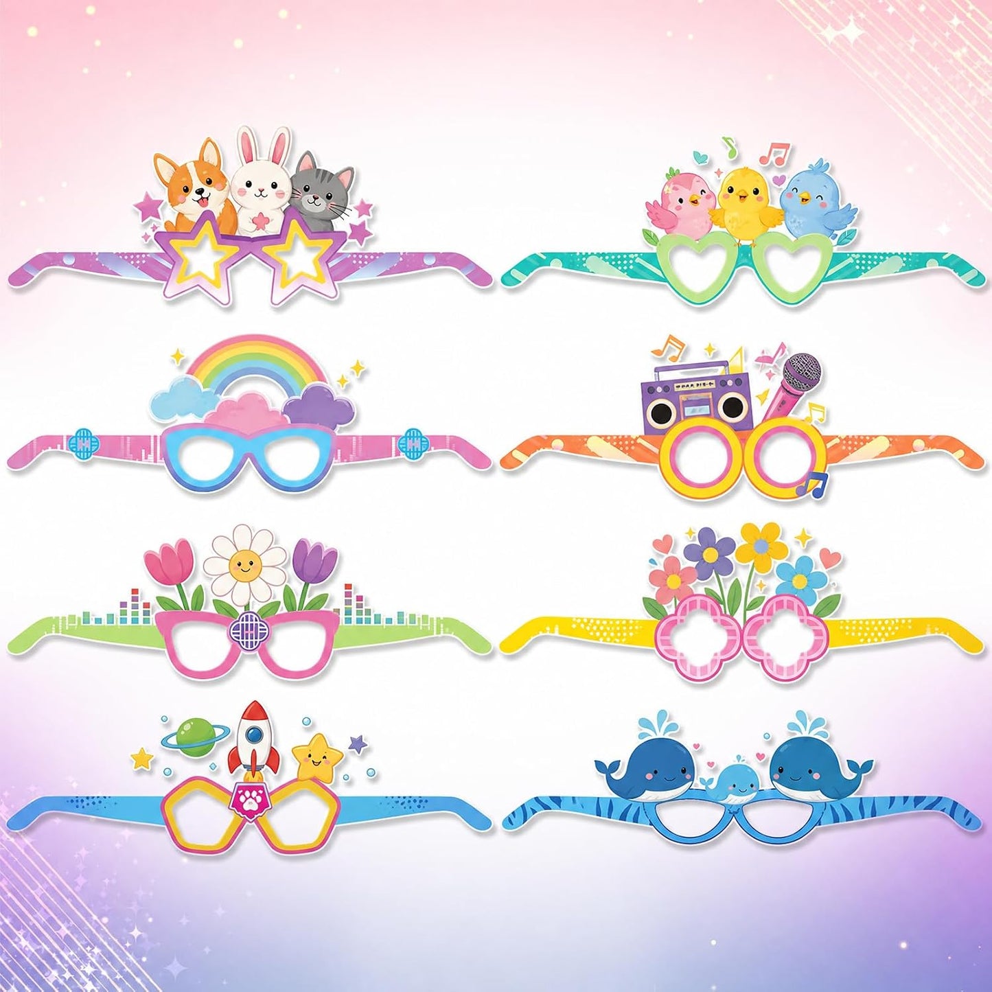 Korean Idol Movie Birthday Party Decorations, 8Pcs Decorative Glasses (Cosplay Style) - Ideal for Cartoon Themed Birthday Parties & Party Gifts, Photo Booth Props Decoration BST326L