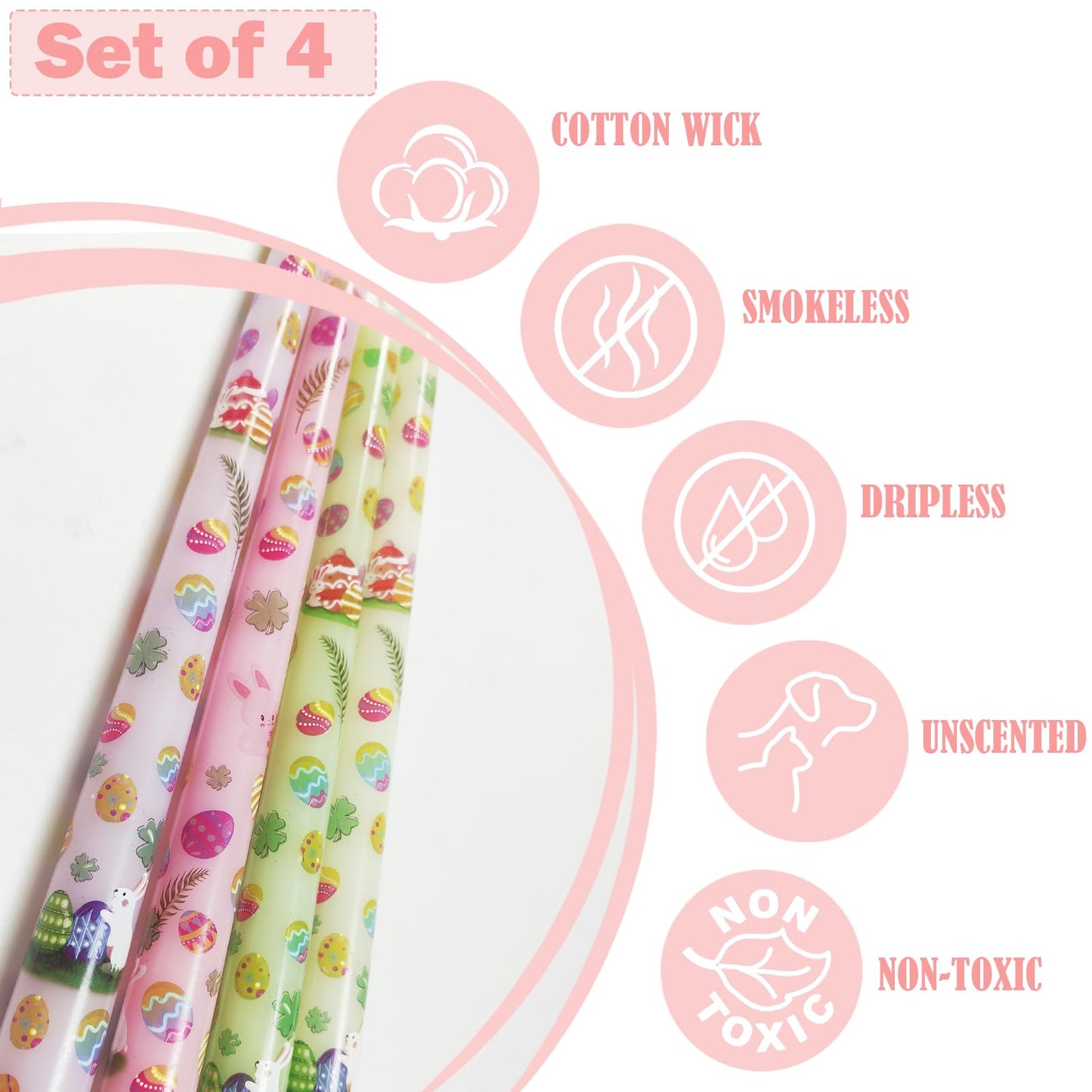 10 Inch Decorative Taper Candles, 4 Pack Birthday Balloon Print Candlesticks, Unscented Dripless Candles with Long Burn Time for Party, Holiday Table & Home Decor BST326H