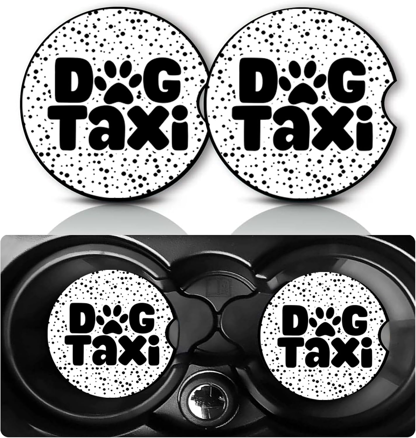 2Pack Dog Taxi Car Cup Holder Coaster Neoprene Car Coasters BST326L