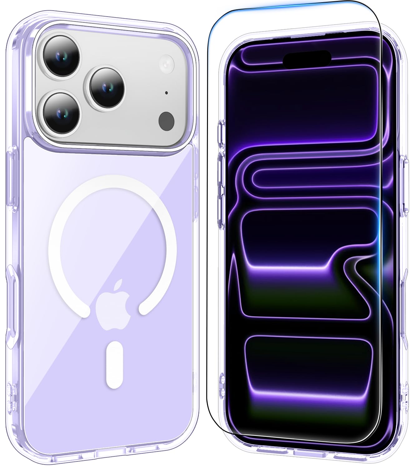 for iPhone 17 Pro Max Case Clear with Screen Protector, Compatible with Magsafe, Anti-Yellowing, Military-Grade Protection, Shockproof Slim Magnetic Phone Case Cover, Black WN420