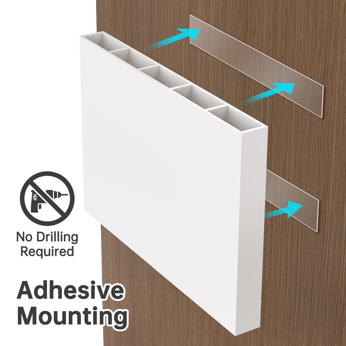 NiHome 10” Large Clear Acrylic Straw Holder for Cabinet Door – Fully Enclosed Straw Organizer for Cabinet Doors or Countertops, Ultra Sticky Mount, Space-Saving Kitchen Accessories Container BST326H
