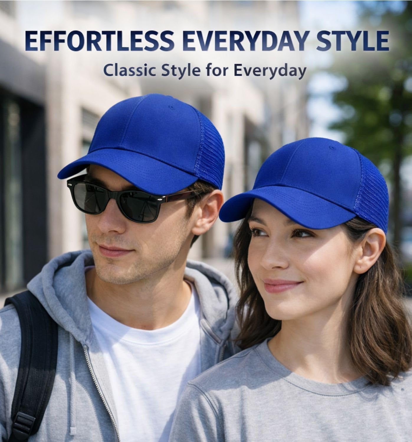 MDSTYLE Trucker Hat for Men Women, Mesh Back Snapback Cap, Cotton Front Adjustable Baseball Hat, Breathable Summer Outdoor WN420