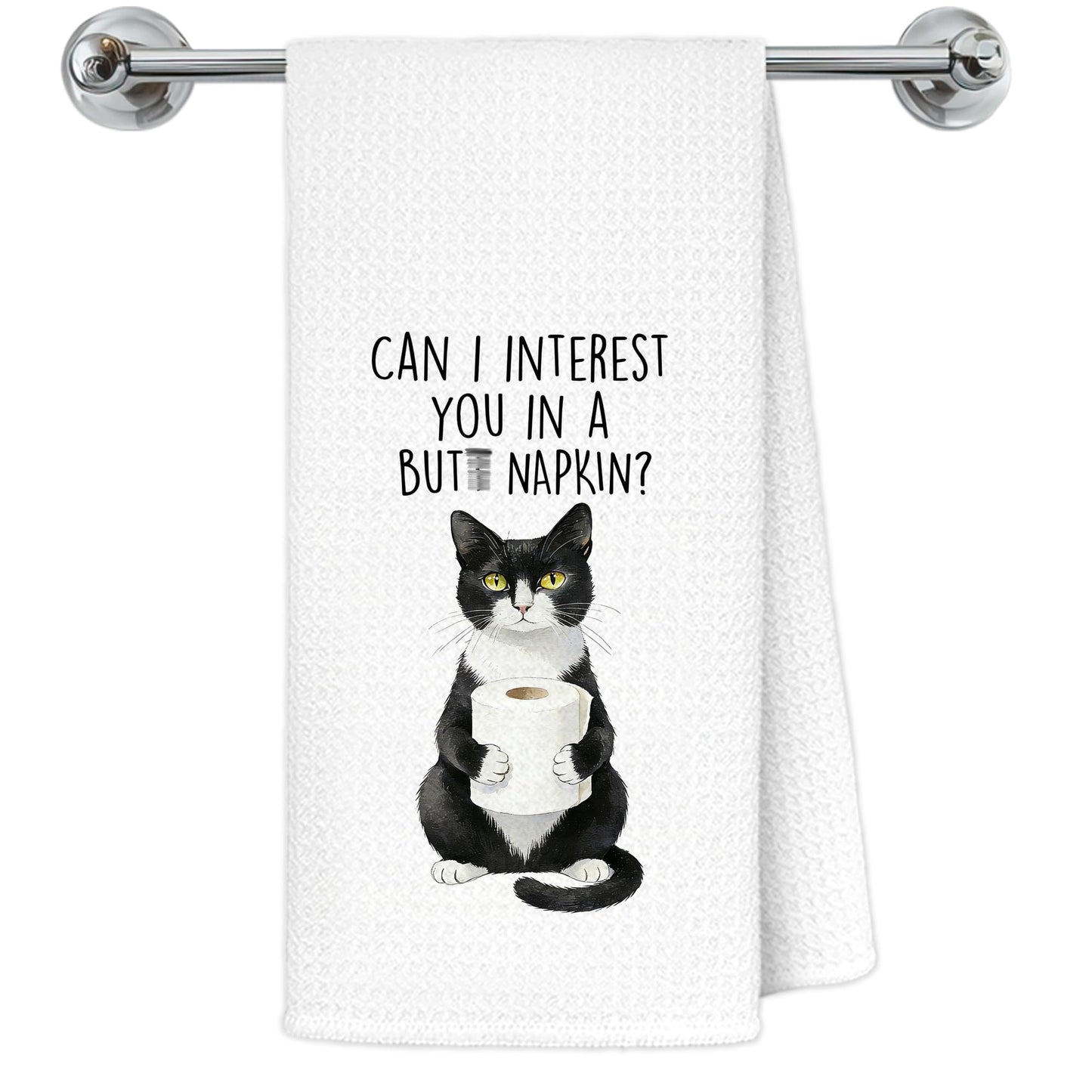 Blue and White Chinoiserie Orange Cat Bathroom Hand Towels, Orange Cat Gifts, Funny Oriental Kitty Decorative Hand Towels Bathroom Restroom Washroom Yoga Spa Zen Decor, 16x24 Inch BST326L