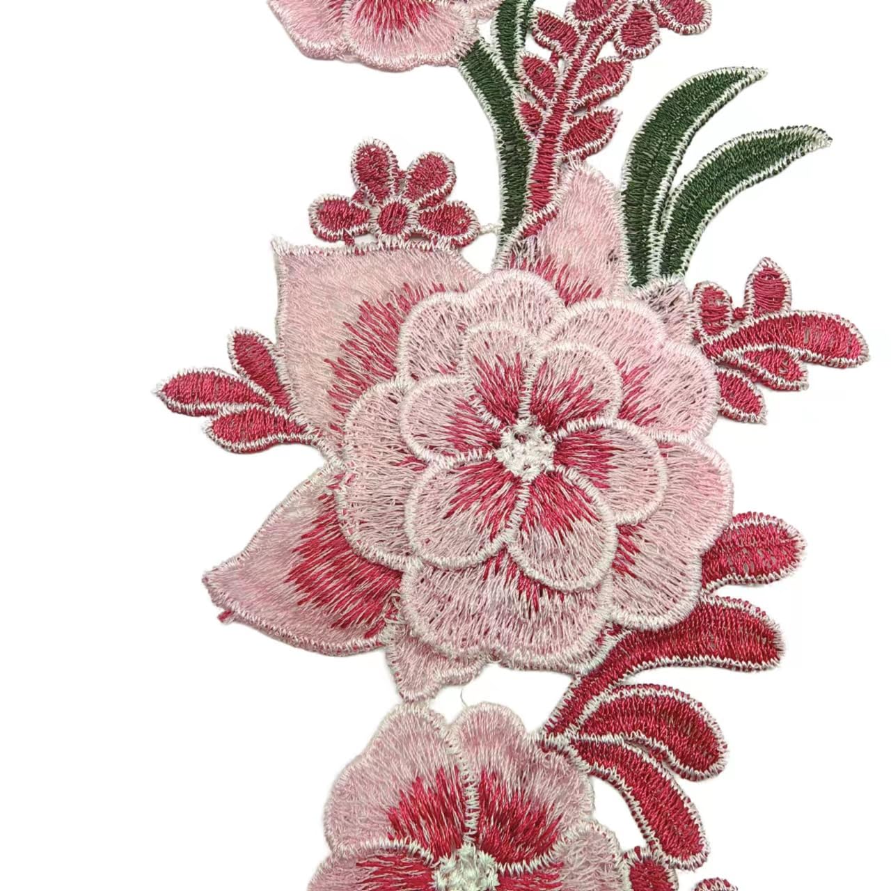1Pair Red Blue Embroidery Lace Flower Fabric Applique Sew on Patches Embroidery Sewing Craft Decoration32.1x11.7cm BST220