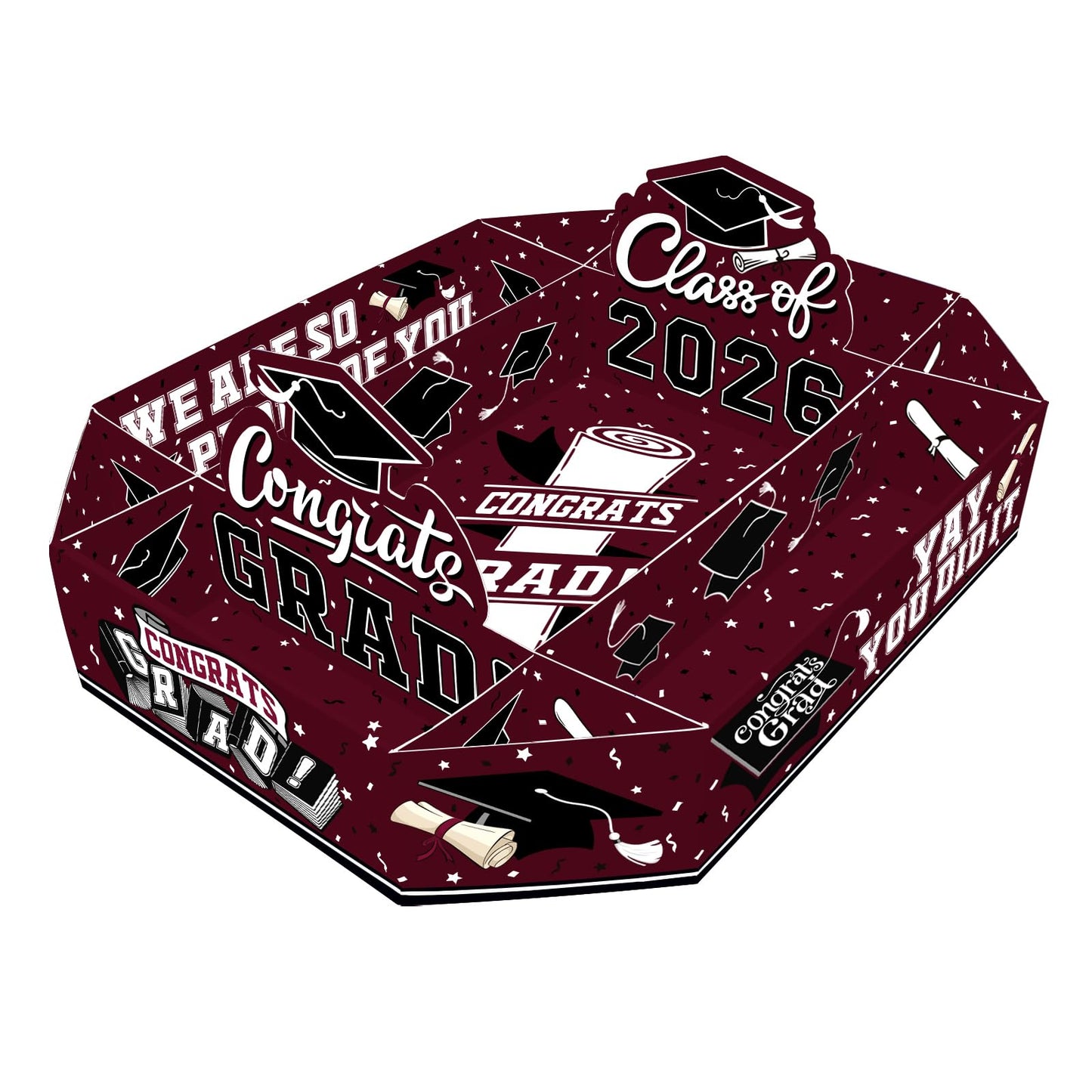 Gatherfun 2026 Graduation Party Supplies Kit - Class of 2026 Decor Set with Congrats Grad Food Trays, Graduation Decorations & Favors for a Memorable Grad Party（Red & Black） BST326H