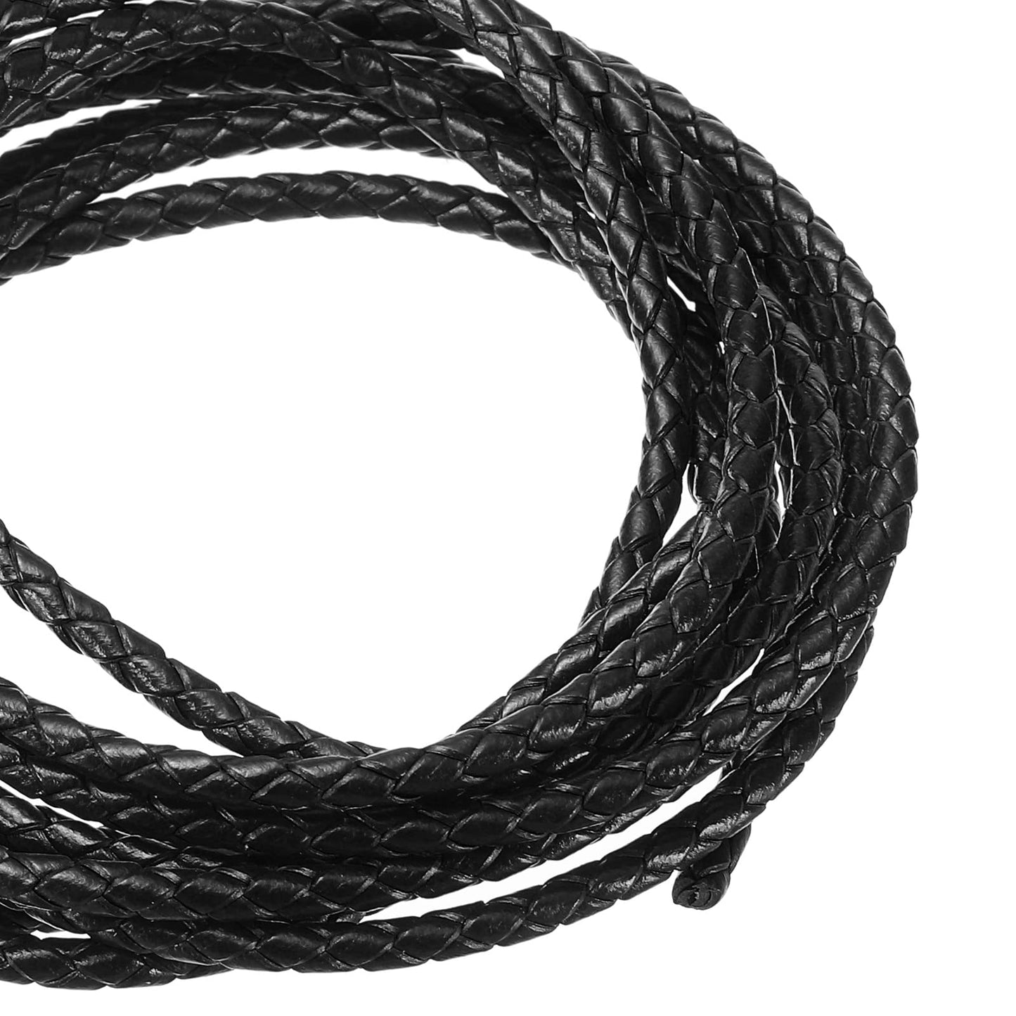 uxcell Leather Cord, 2.2 Yards 4mm Dia Braided String Strip for Purse Handbag Shoelace DIY Crafts Bracelet Making, Yellow BST326L
