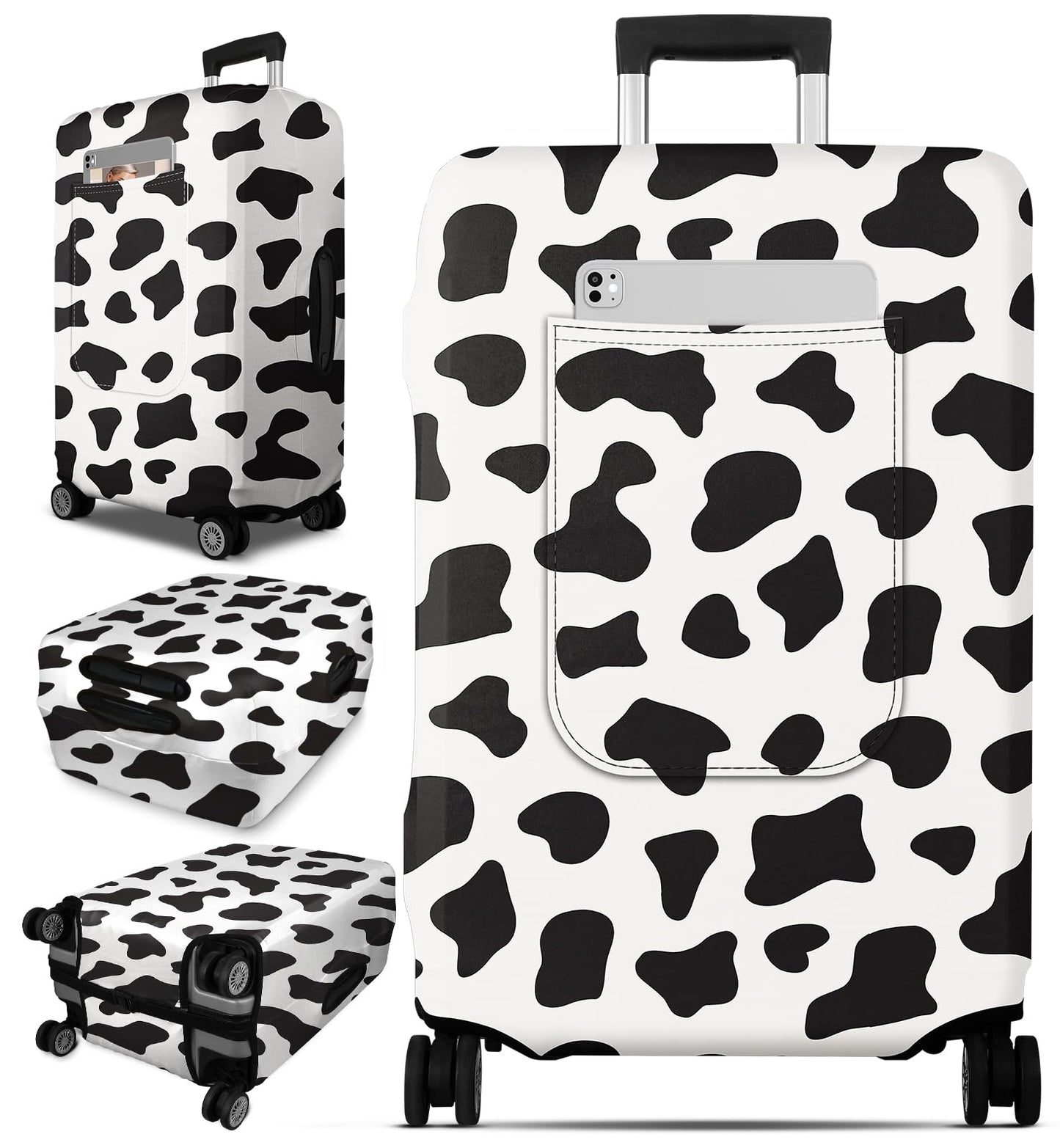 Slohif Luggage Cover for Suitcase Tsa Approved Protector - Black Luggage Sleeve Large Suit Case Cover Travel Stretch Baggage Case Protective Washable Fit 24-27 Inch BST220