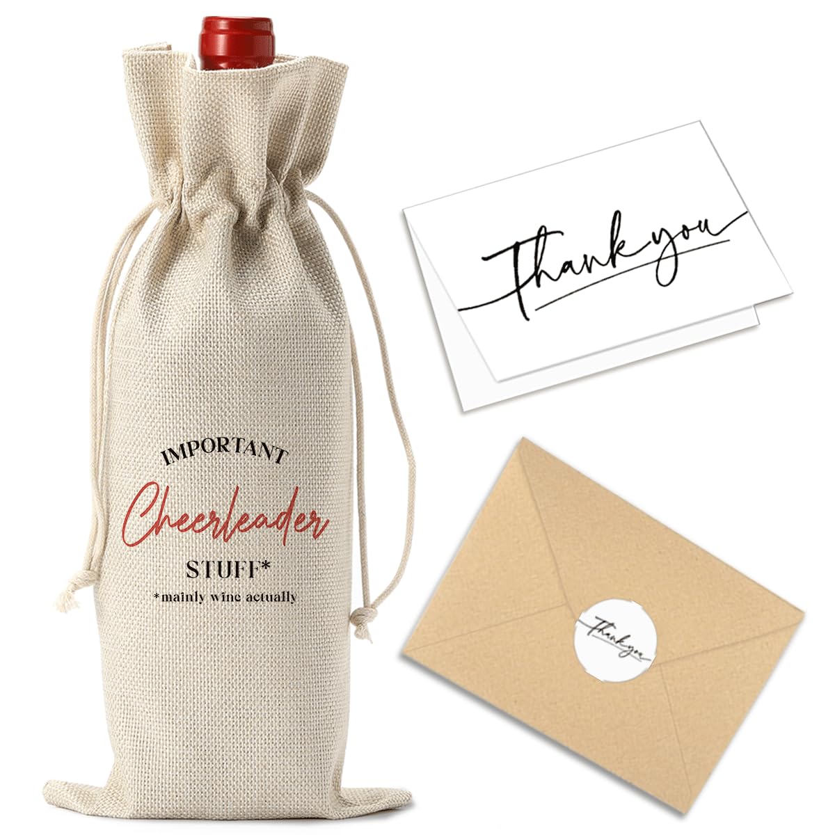 Teacher Appreciation Wine Bag With Thank You Card - Cool Christmas Birthday Gifts for Women Men - Important Teacher Stuff BST202