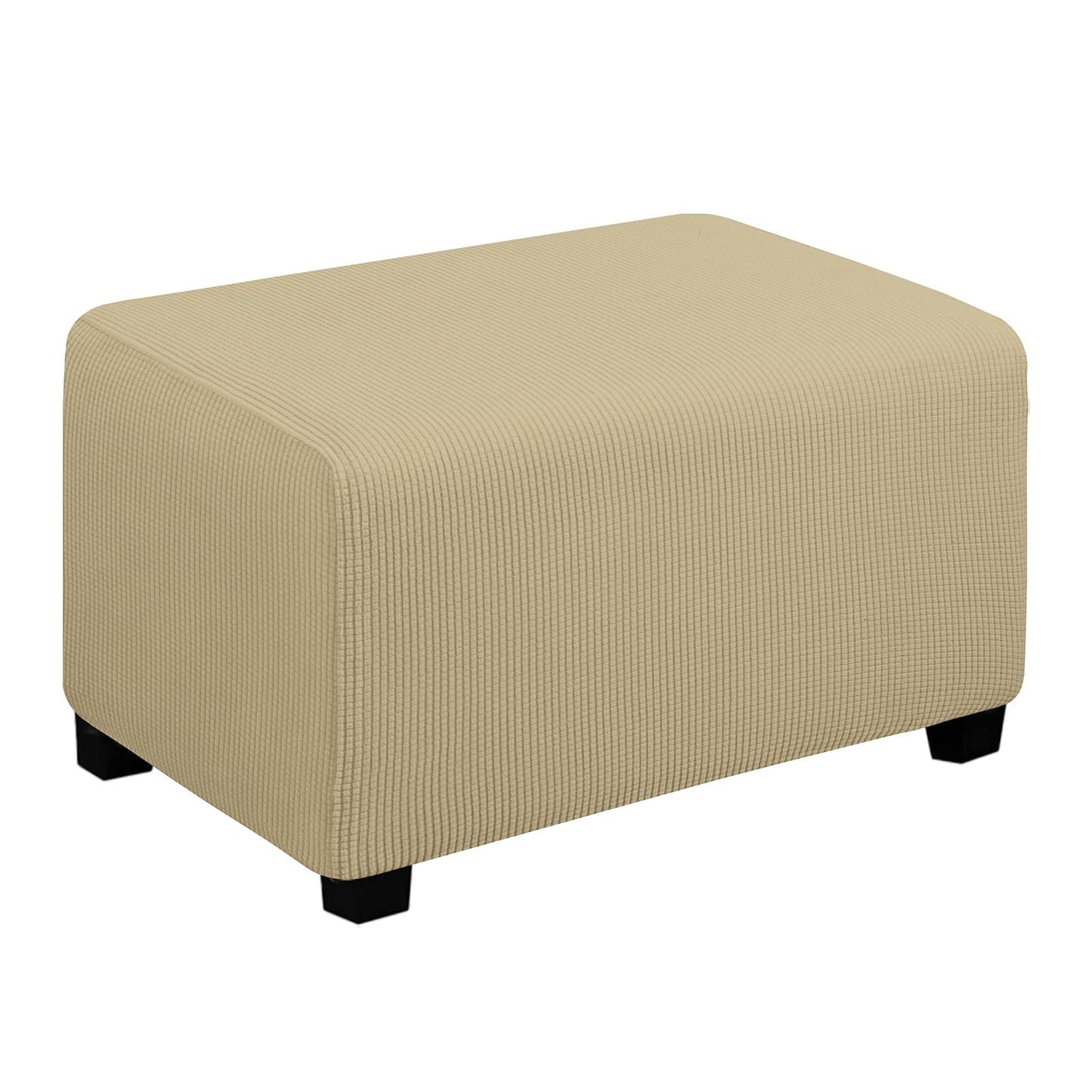 Easy-Going Stretch Square Ottoman Cover 15x15x15inch Dark Blue | Folding Storage Footstool cover Furniture Protector Soft Rectangle slipcover with Elastic Bottom BST202