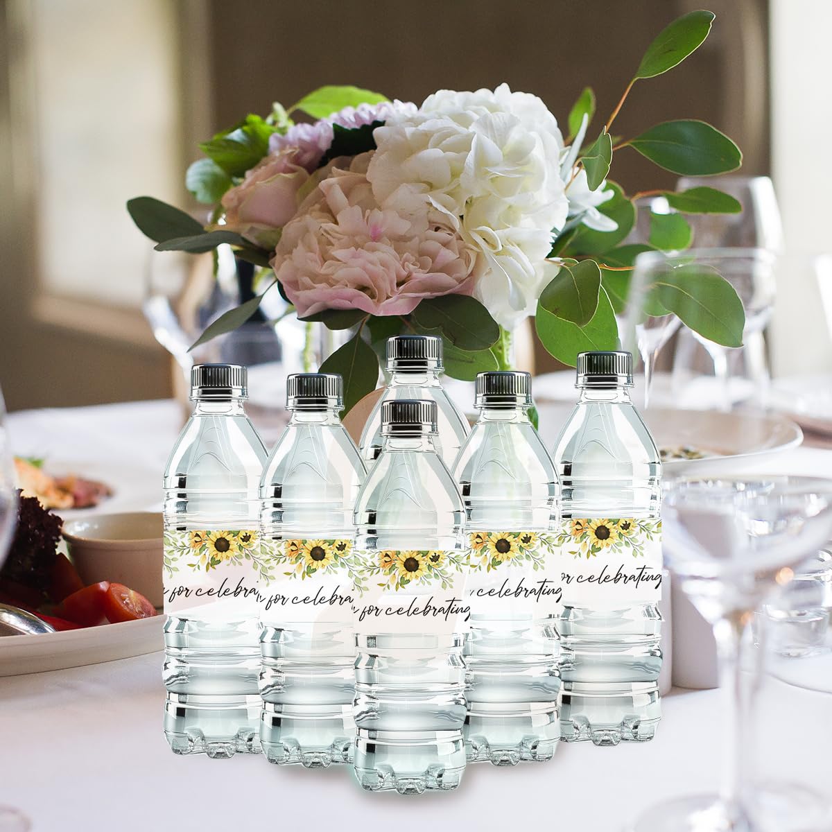 100 Pcs Wedding Water Bottle Labels Floral Wedding Bottle Stickers | Water Bottle Labels Sticker for Wedding Bridal Shower Prom Graduation Party Table Decoration Supplie BST326H