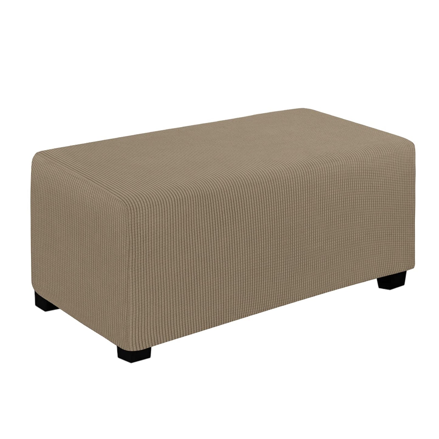 Easy-Going Stretch Square Ottoman Cover 15x15x15inch Dark Blue | Folding Storage Footstool cover Furniture Protector Soft Rectangle slipcover with Elastic Bottom BST202