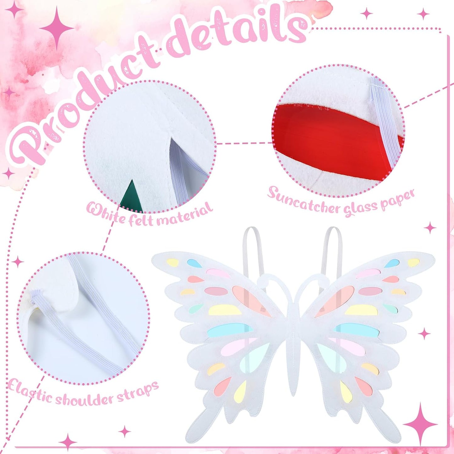 Chunful Large Butterfly Suncatcher Wings Costume Accessories Colorful Butterfly Wings for Halloween Cosplay Princess Birthday Dress up Party Valentine Spring BST220