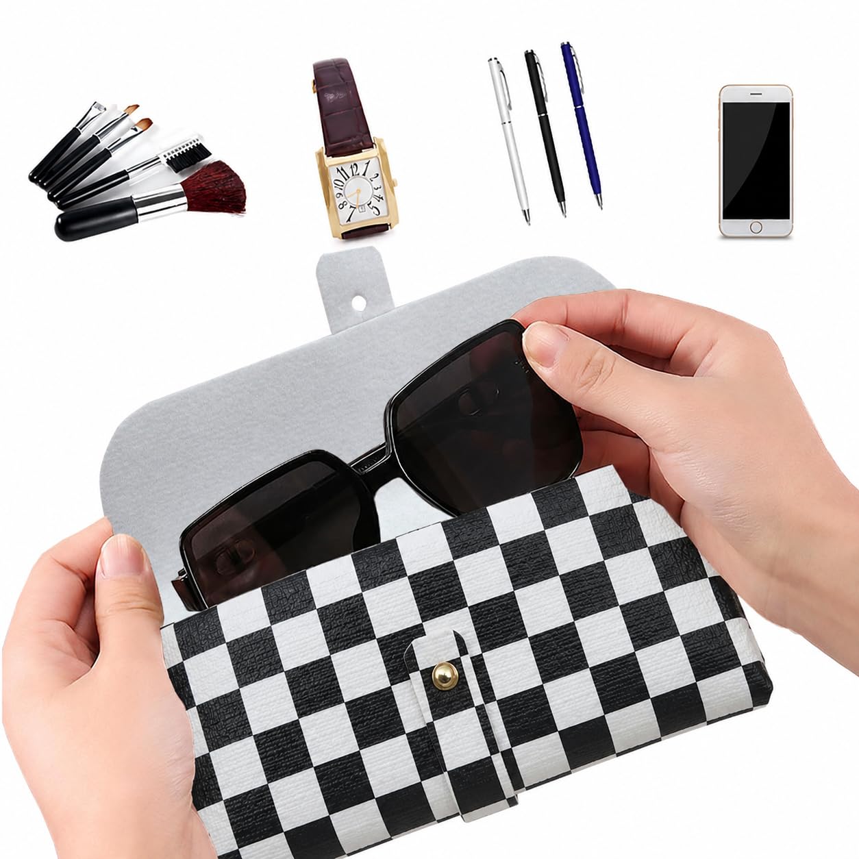Glasses storage bag Travel sunglasses myopia glasses storage bag Fashion leather storage bag WN420