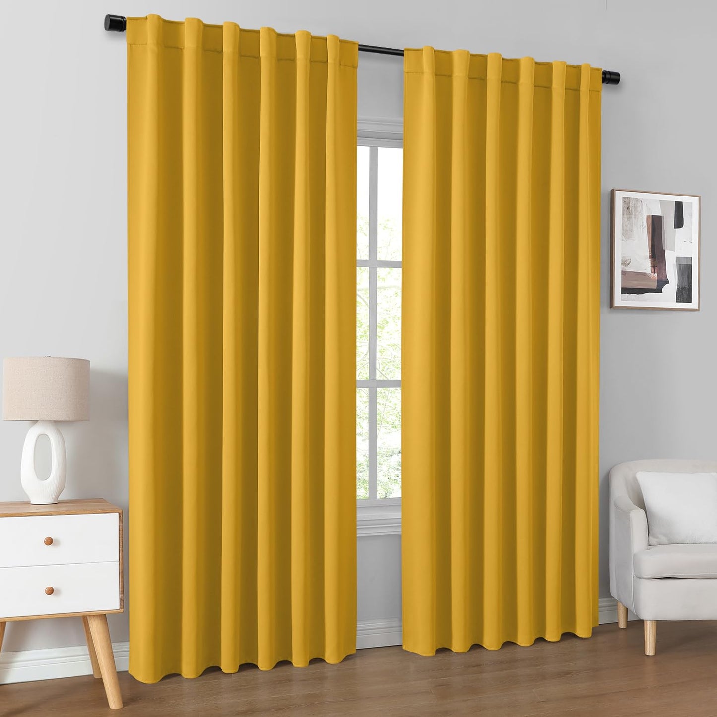 HOMEIDEAS Blackout Curtains, 2 Pages Grey Gray Room Darkening Bedroom Pinch Pleated Curtains Thermal Insulated Back Tab Rod Pocket Drapes for Bedroom, W52 x L63 BST326H