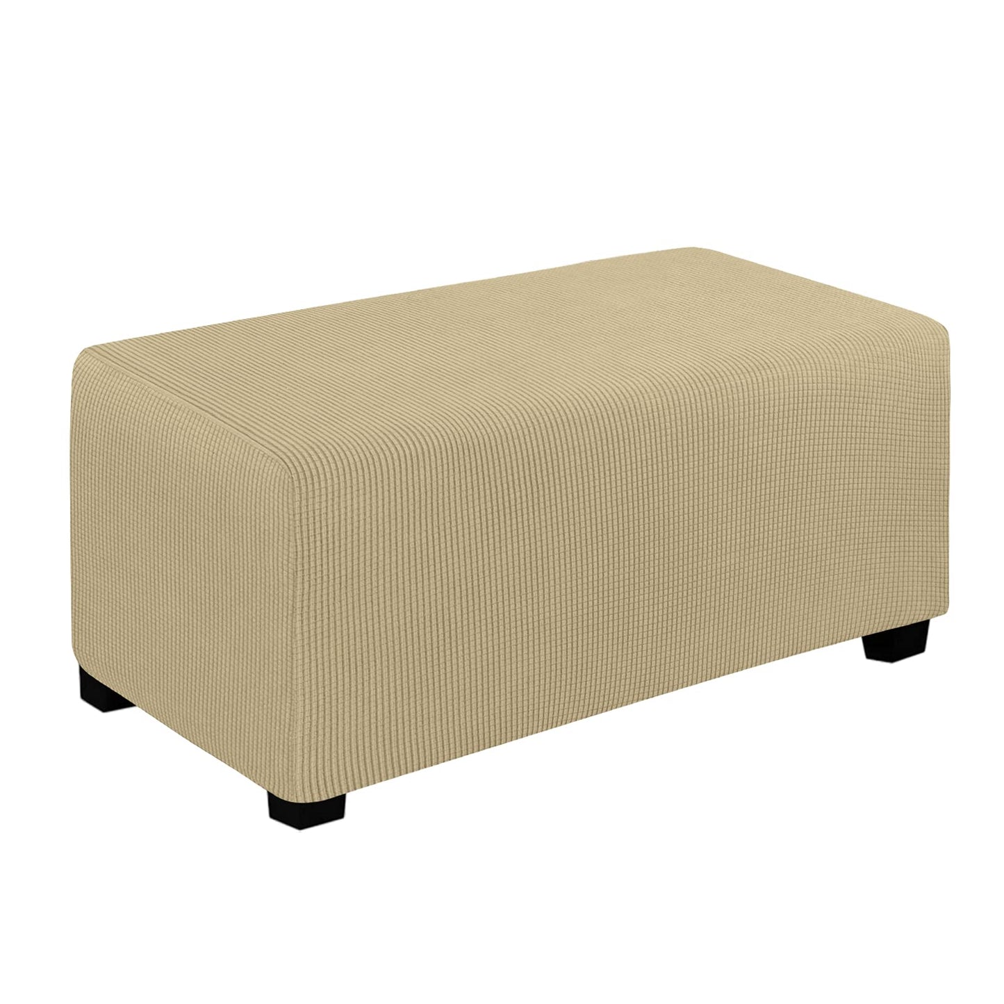 Easy-Going Stretch Square Ottoman Cover 15x15x15inch Dark Blue | Folding Storage Footstool cover Furniture Protector Soft Rectangle slipcover with Elastic Bottom BST202