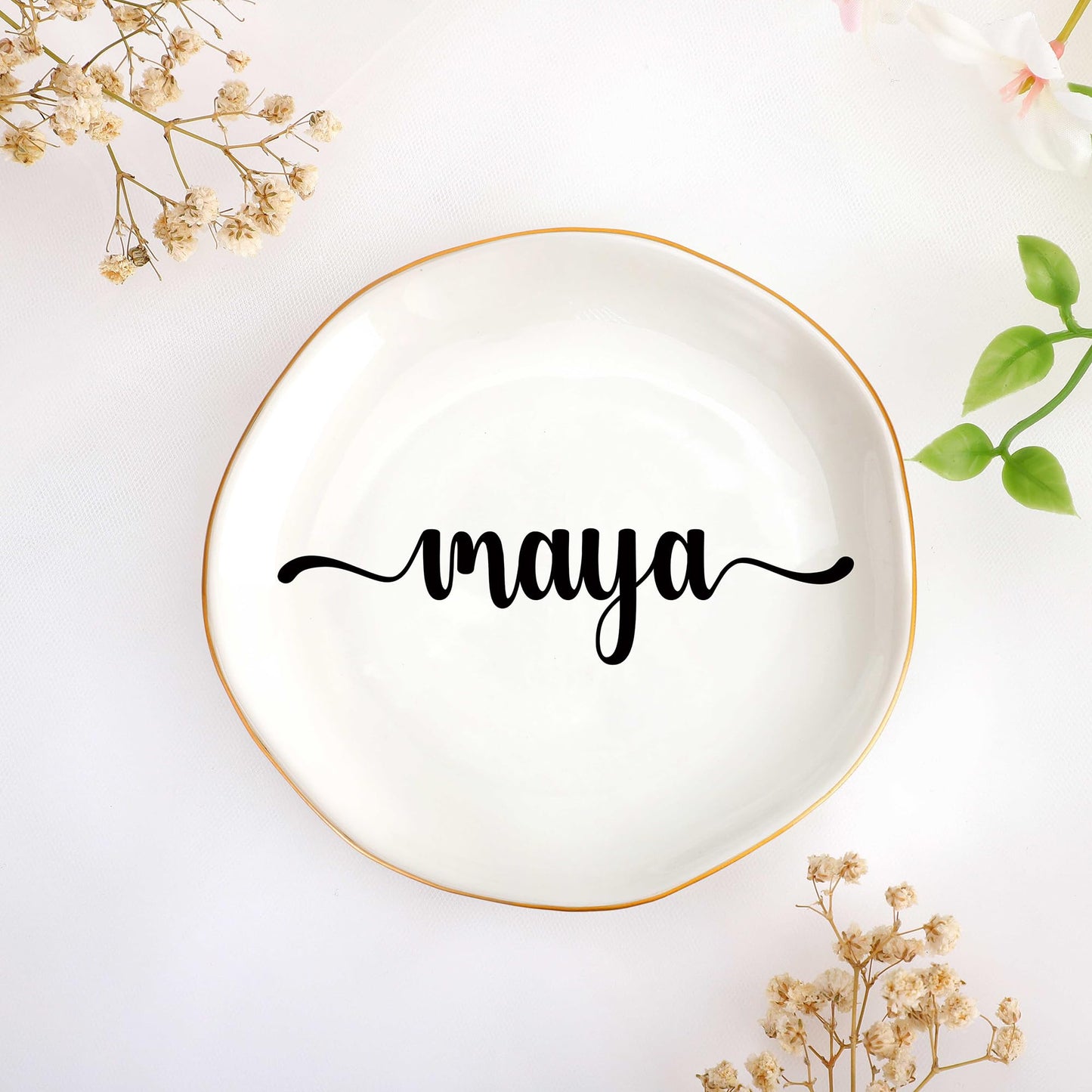 JoycuFF Initial B Ceramic Jewelry Tray, Bridesmaid Bride Gifts, Mothers Day Christmas Anniversary Engagement Birthday Gifts for Women Couples, Trinket Dish for Rings Earrings Necklaces Bracelets Keys BST202