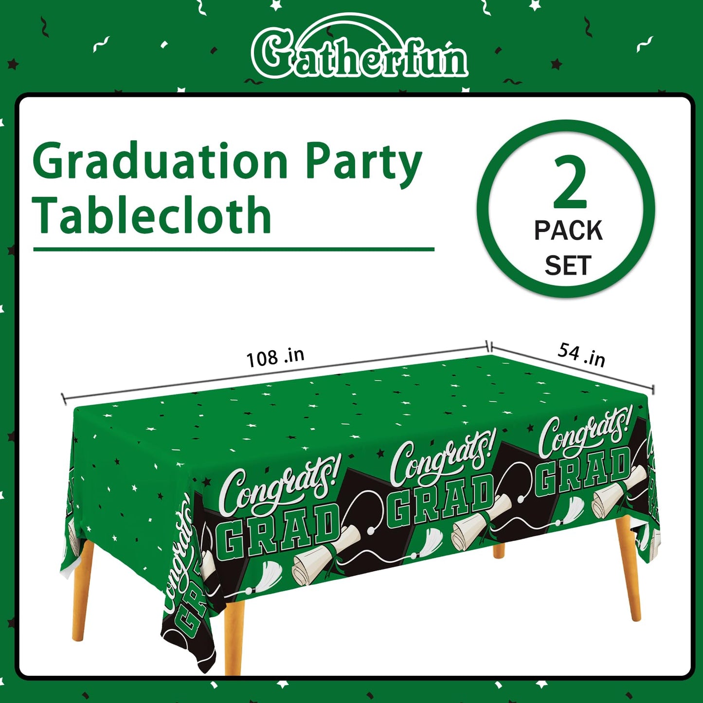 Gatherfun Graduation Decorations 2026 Kit - 2 Pcs Red Gongrats Grad Tablecover for Party Decorations，Graduation Plastic Table Covers 54"x108" BST326L