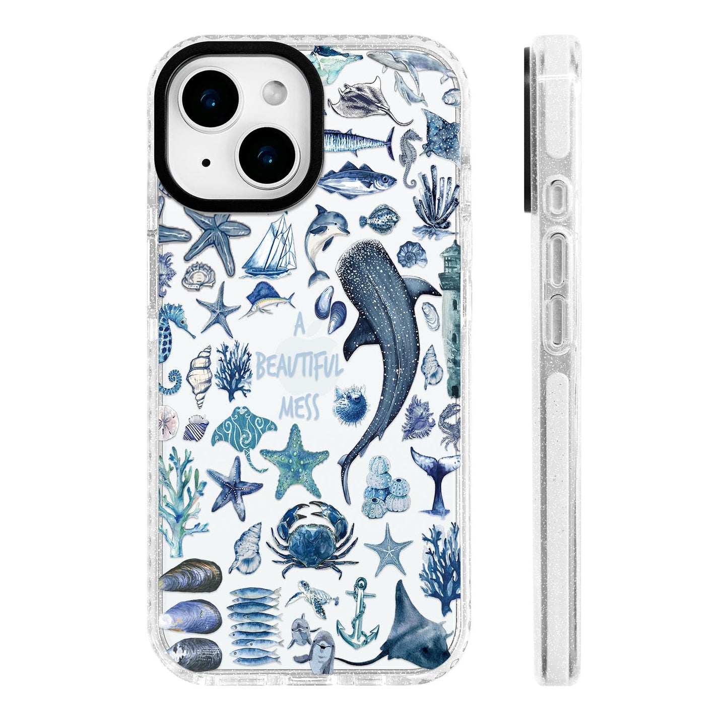 for iPhone 16 Pro Case [Military-Grade Drop Protection/Stylish Soft TPU Protective/Camera Protection/for Women & Girls] - Beach Party Collage Pattern with Mermaid WN420