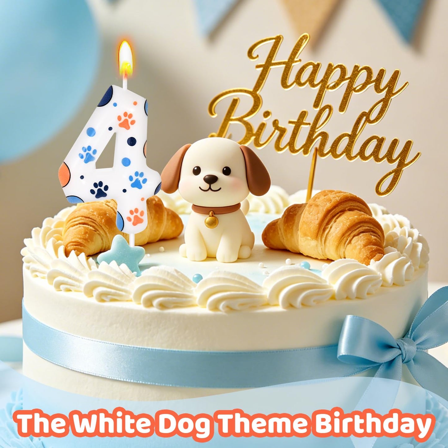 Number 9 Blue Dog Birthday Candle, Cute Dog Paw Print Cake Topper Candle, Bithday Party Supplies, Cake Decoration for Kid, Pets Celebrations Decor BST326L