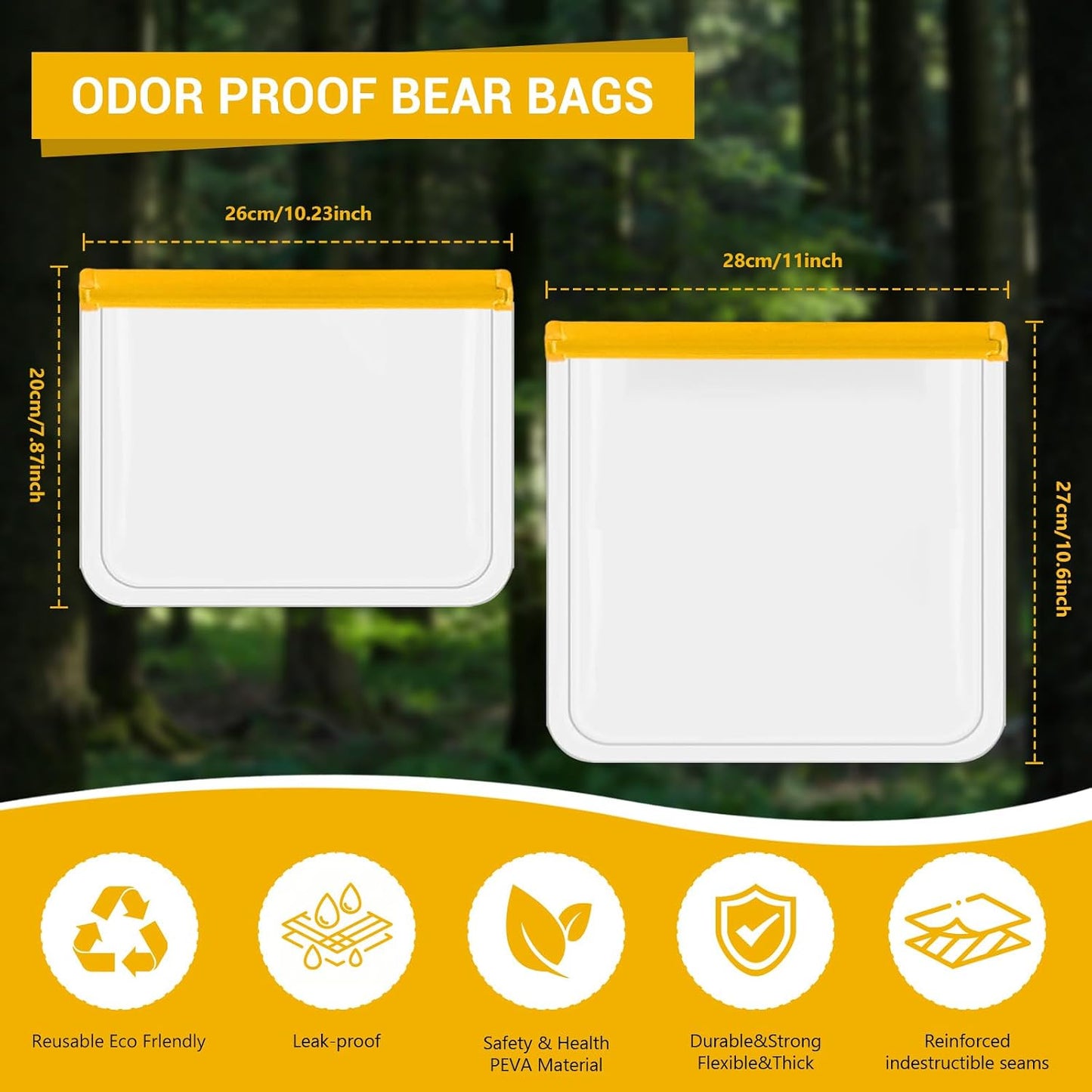 8 Pack Silicone Storage Freezer Bags, Waterproof Clear Document Holder with Zipper Seal, Reusable Food Storage Bags, Leakproof Food Storage Containers for Picnic, Work, Home Use WN420